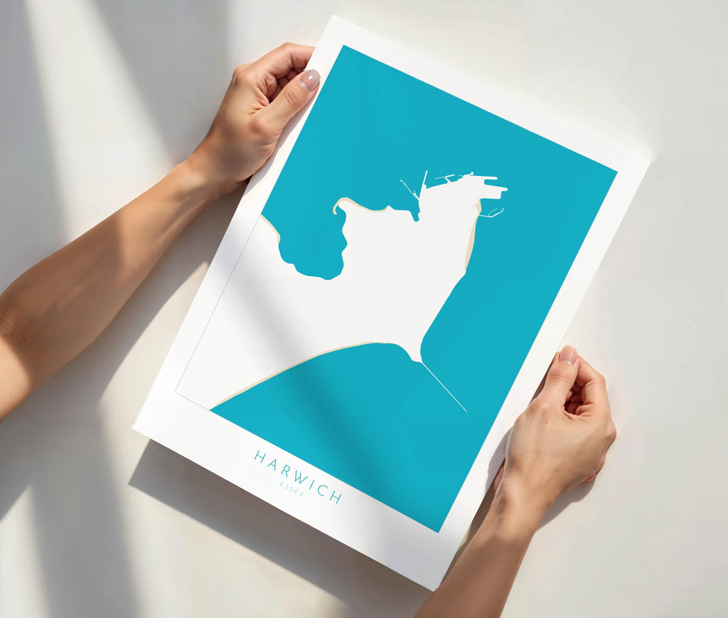 Harwich Map Art - Essex Map, Harwich Essex Art, Harwich Map, Harwich UK, Colchester Map, Essex Art