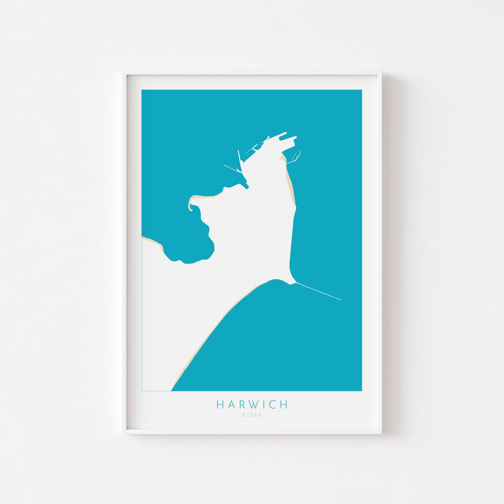 Harwich Map Art - Essex Map, Harwich Essex Art, Harwich Map, Harwich UK, Colchester Map, Essex Art