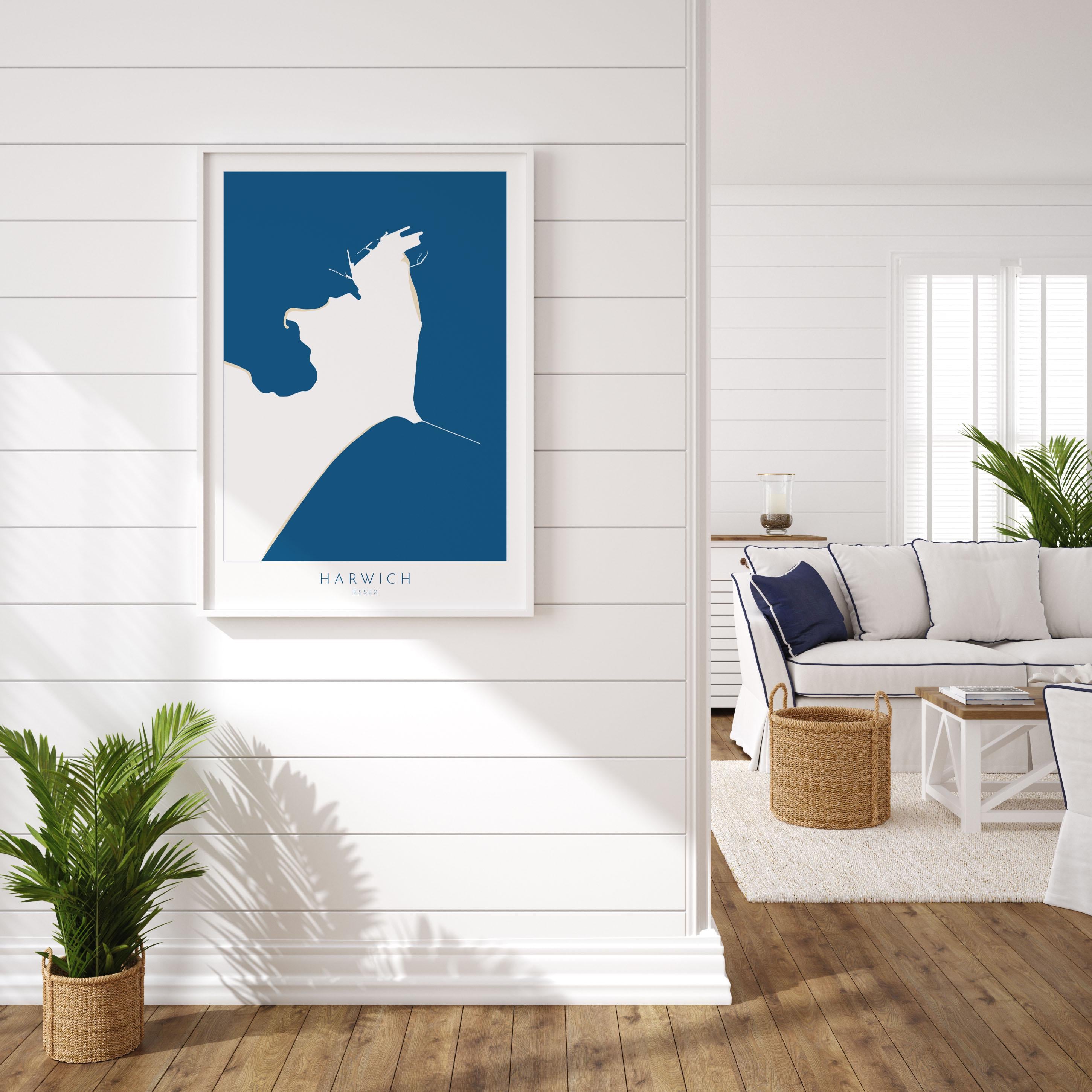 Harwich Map Art - Essex Map, Harwich Essex Art, Harwich Map, Harwich UK, Colchester Map, Essex Art