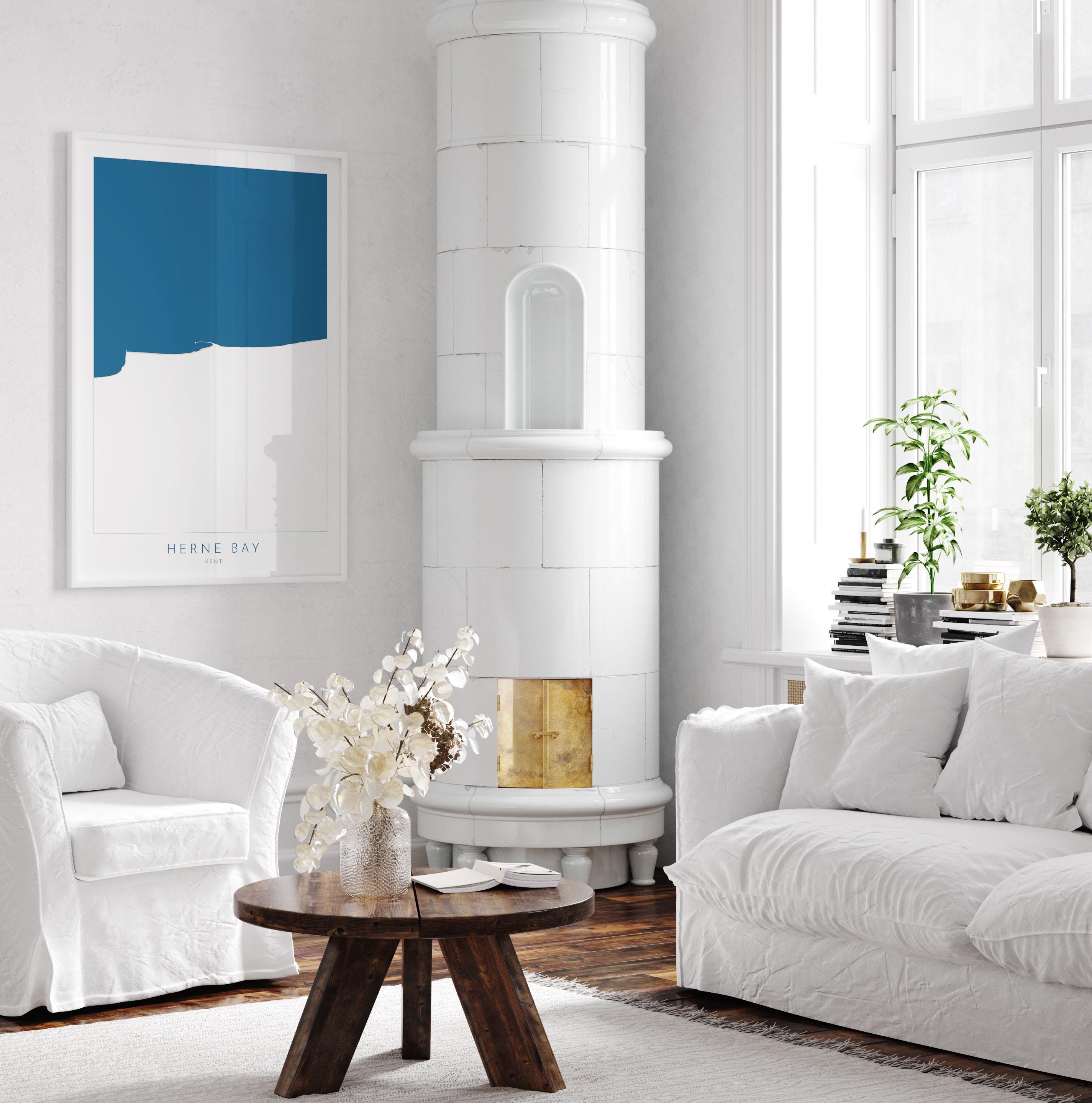 Herne Bay Map Print - Herne Bay Art Poster, Kent Map Art, Herne Bay Travel Poster, Kent Coast, A1, A2, A3, A4, Herne Bay Beach Art, UK