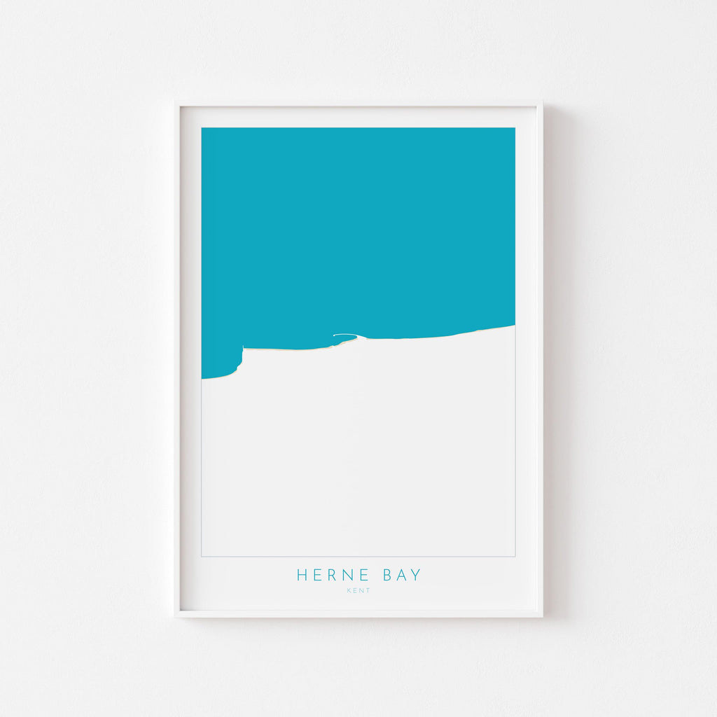 Herne Bay Map Print - Herne Bay Art Poster, Kent Map Art, Herne Bay Travel Poster, Kent Coast, A1, A2, A3, A4, Herne Bay Beach Art, UK