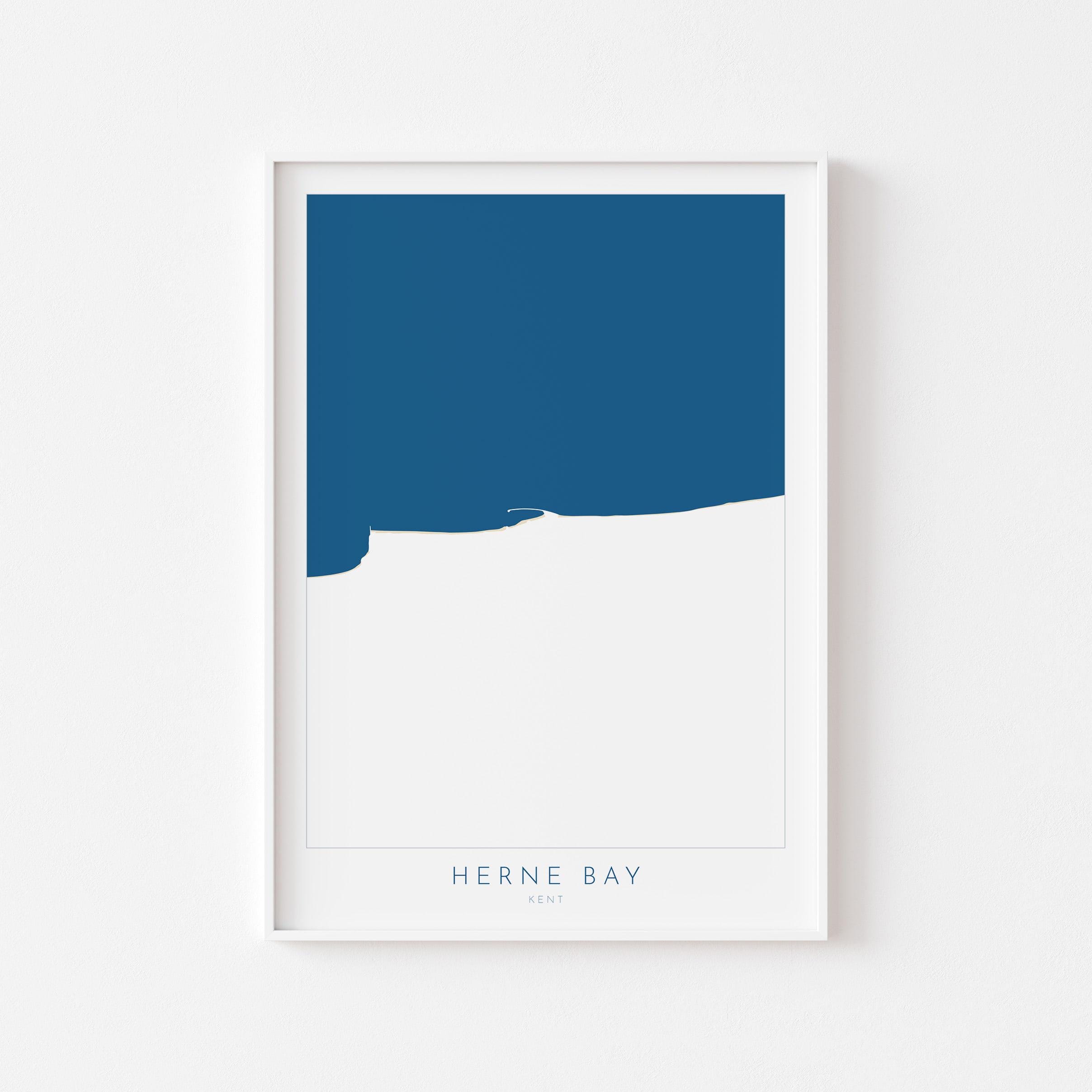 Herne Bay Map Print - Herne Bay Art Poster, Kent Map Art, Herne Bay Travel Poster, Kent Coast, A1, A2, A3, A4, Herne Bay Beach Art, UK
