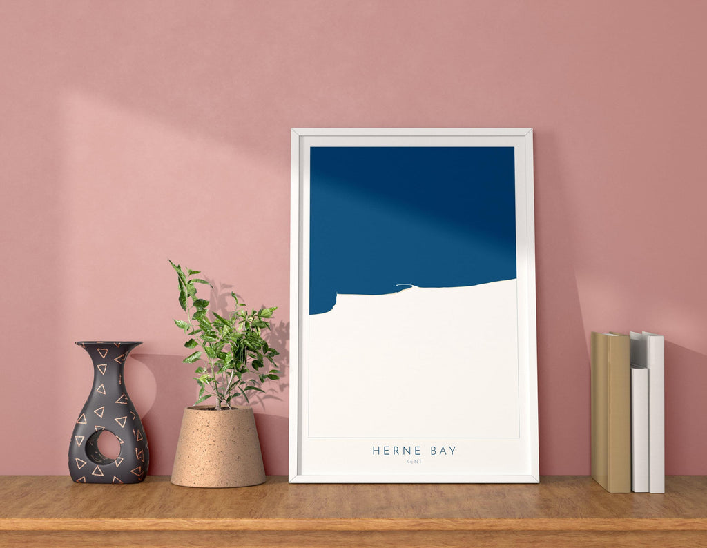 Herne Bay Map Print - Herne Bay Art Poster, Kent Map Art, Herne Bay Travel Poster, Kent Coast, A1, A2, A3, A4, Herne Bay Beach Art, UK