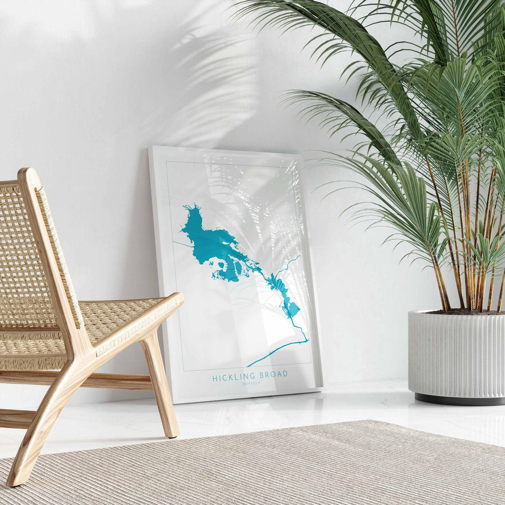 Hickling Broad Map - Norfolk Broads Map Art Print, Norfolk Art, Norfolk Broads, Norfolk Map, Hickling Heath Map