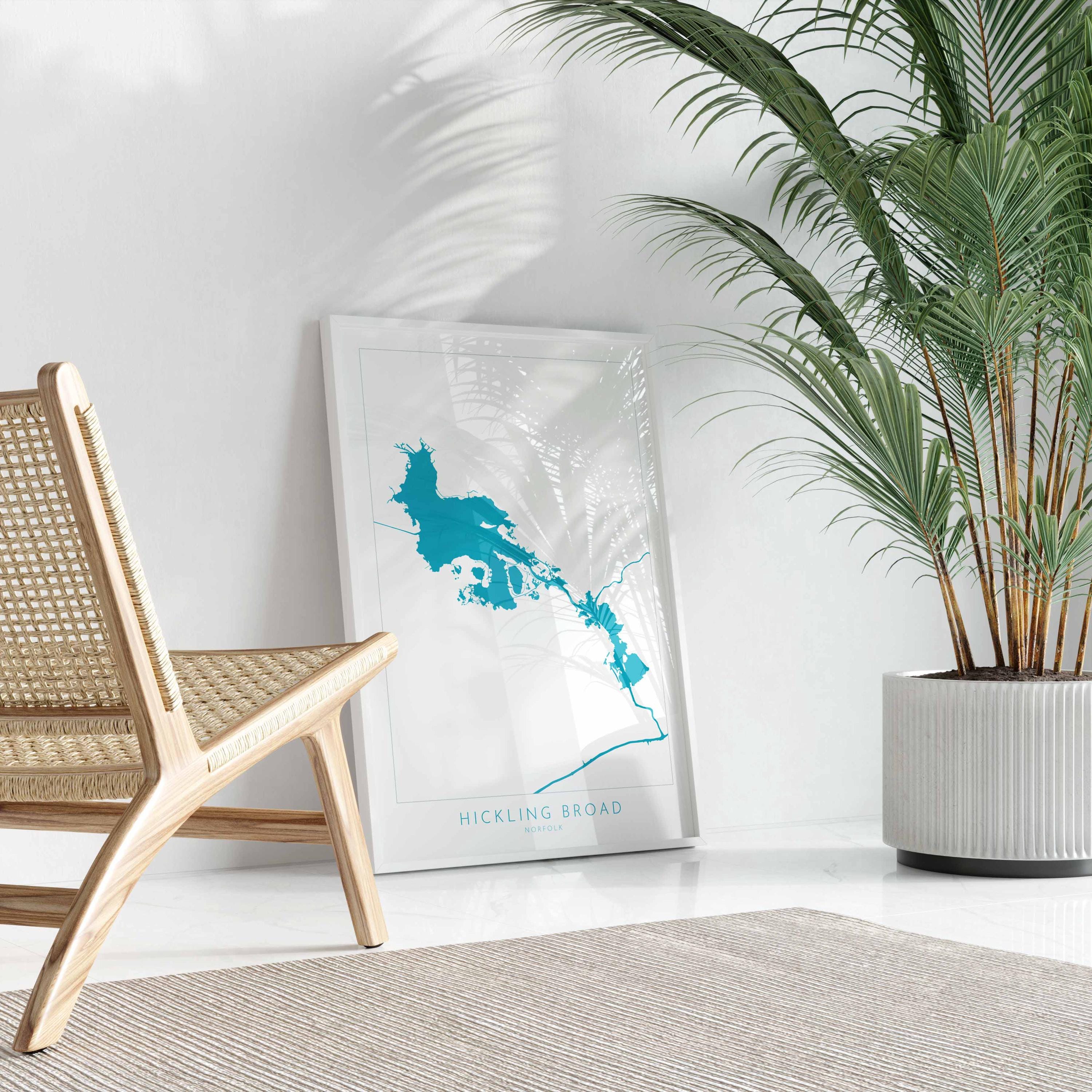 Hickling Broad Map - Norfolk Broads Map Art Print, Norfolk Art, Norfolk Broads, Norfolk Map, Hickling Heath Map