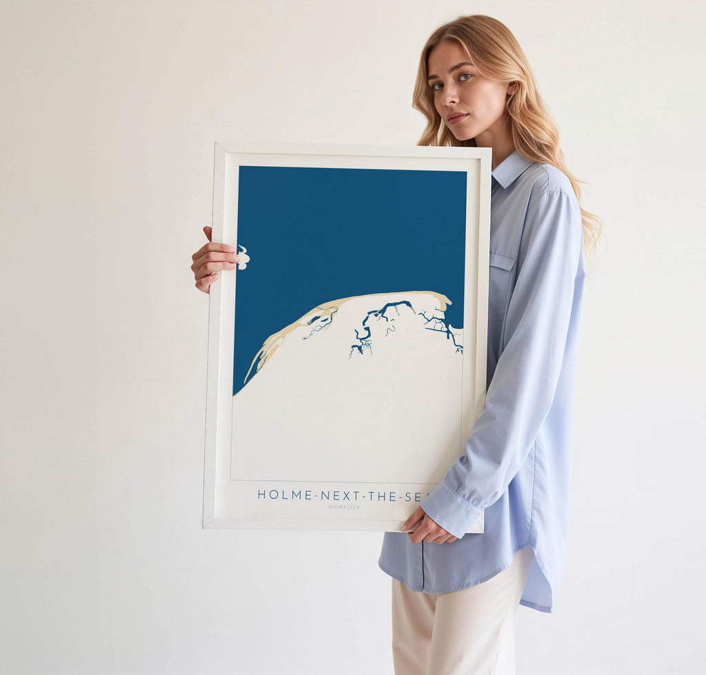 Holme-next-the-Sea Map Art - Holme Beach, Norfolk Map, Holme Dunes, North Norfolk Coast, Norfolk Beach, Thornham Marshes