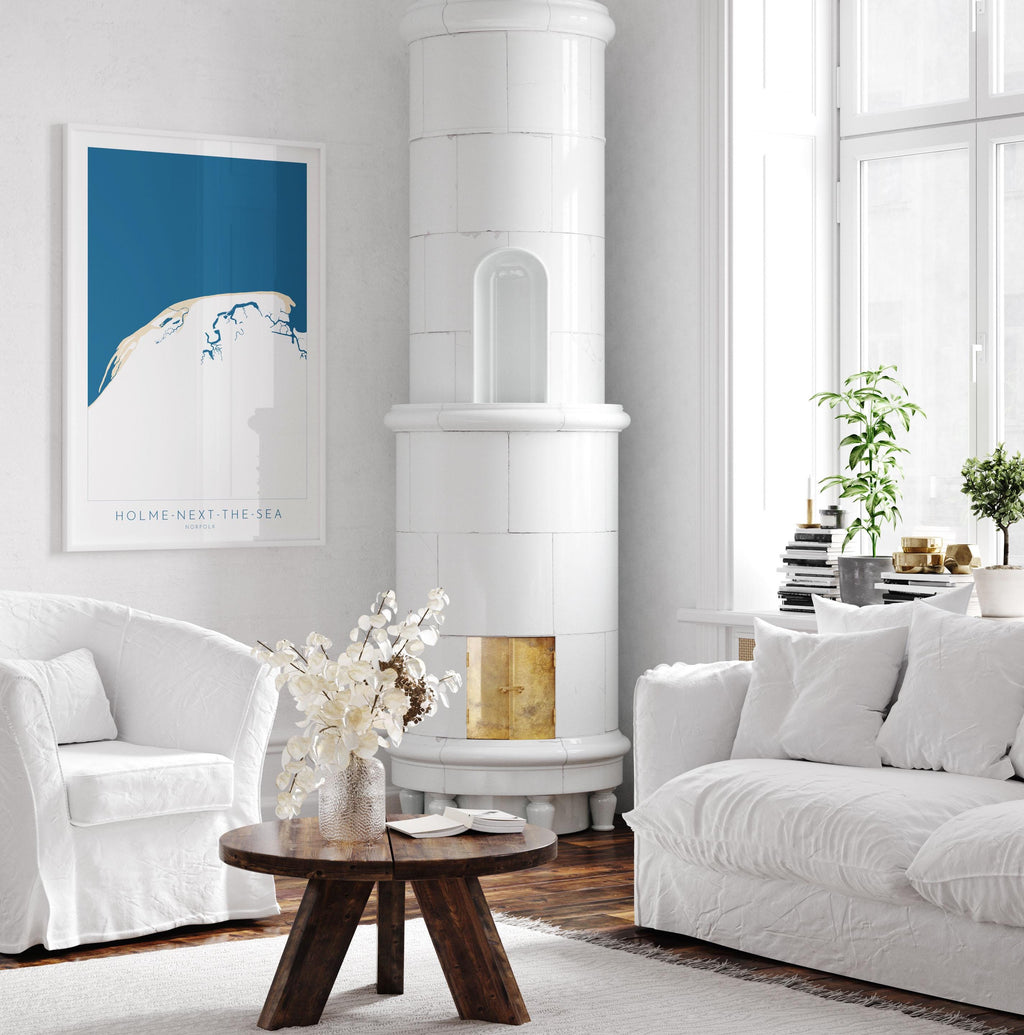 Holme-next-the-Sea Map Art - Holme Beach, Norfolk Map, Holme Dunes, North Norfolk Coast, Norfolk Beach, Thornham Marshes