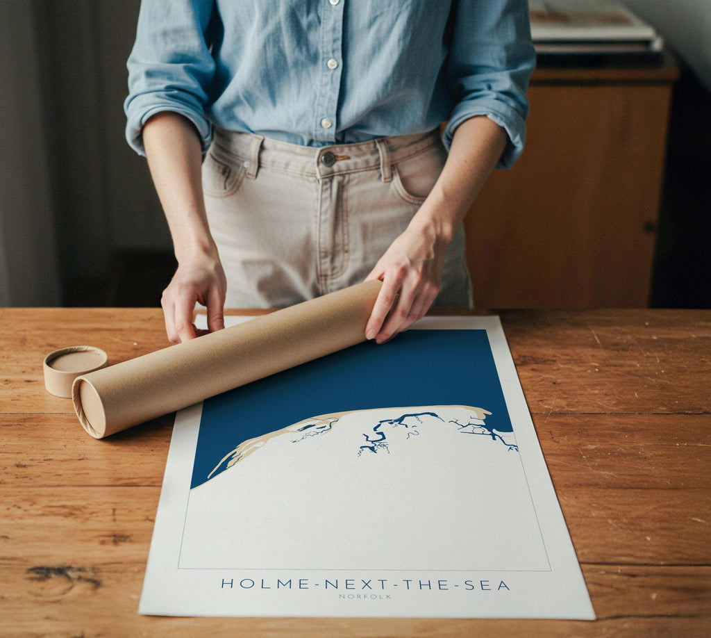 Holme-next-the-Sea Map Art - Holme Beach, Norfolk Map, Holme Dunes, North Norfolk Coast, Norfolk Beach, Thornham Marshes