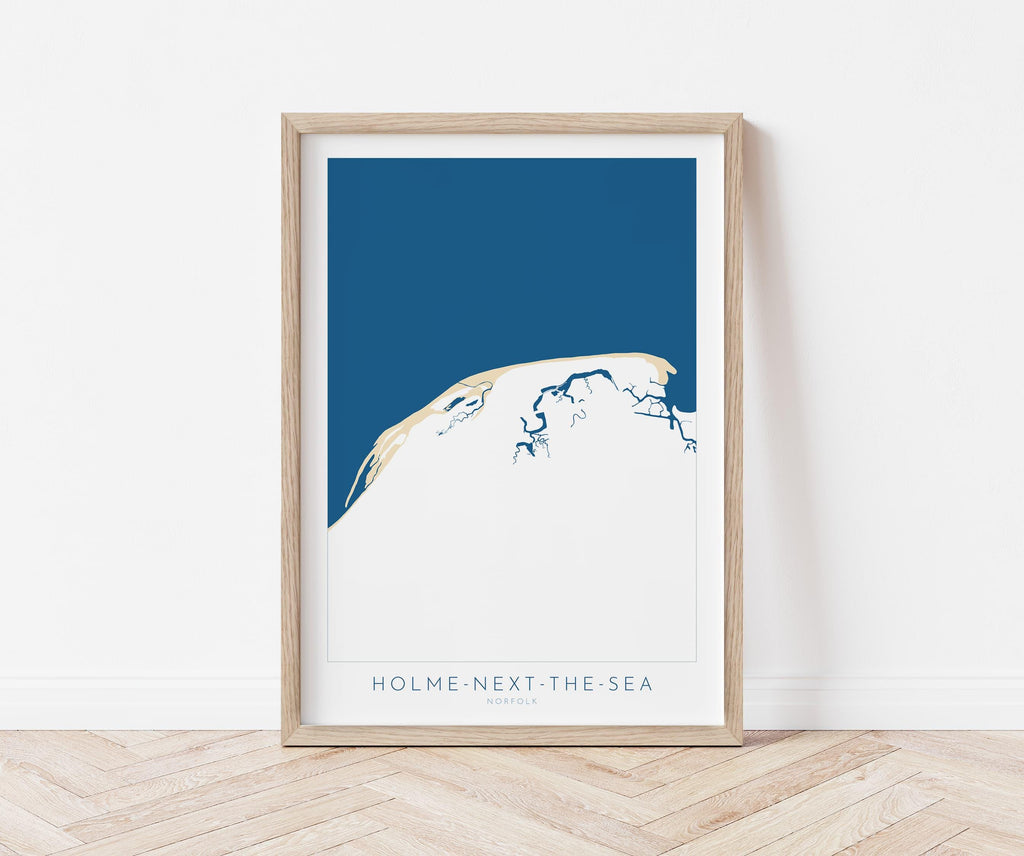Holme-next-the-Sea Map Art - Holme Beach, Norfolk Map, Holme Dunes, North Norfolk Coast, Norfolk Beach, Thornham Marshes