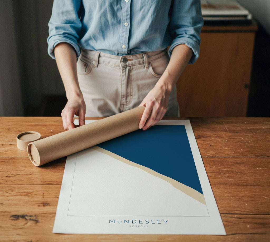 Mundesley Map Art - Mundesley Beach, Norfolk Map, Norfolk Beach, Norfolk Art, North Norfolk