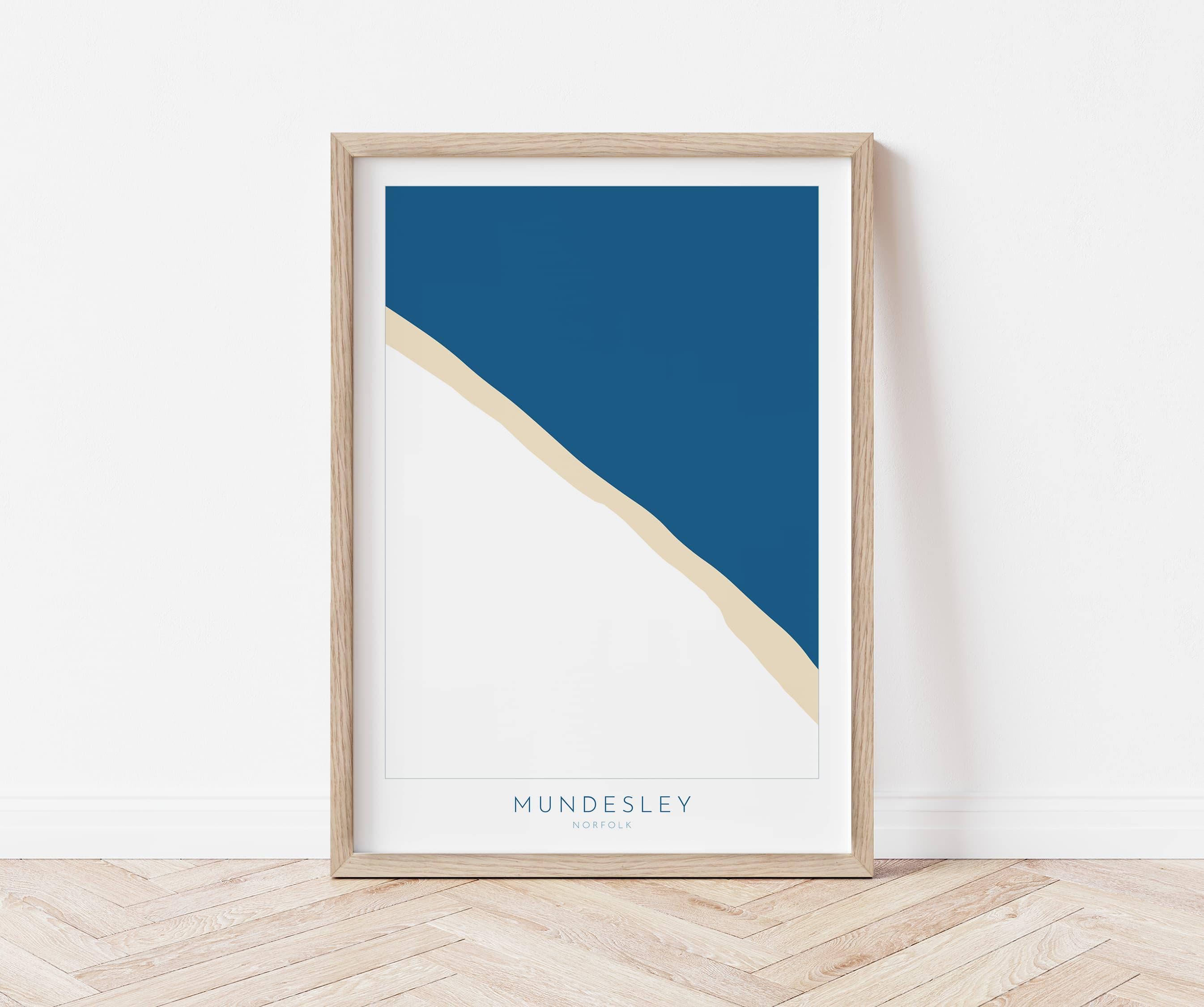 Mundesley Map Art - Mundesley Beach, Norfolk Map, Norfolk Beach, Norfolk Art, North Norfolk