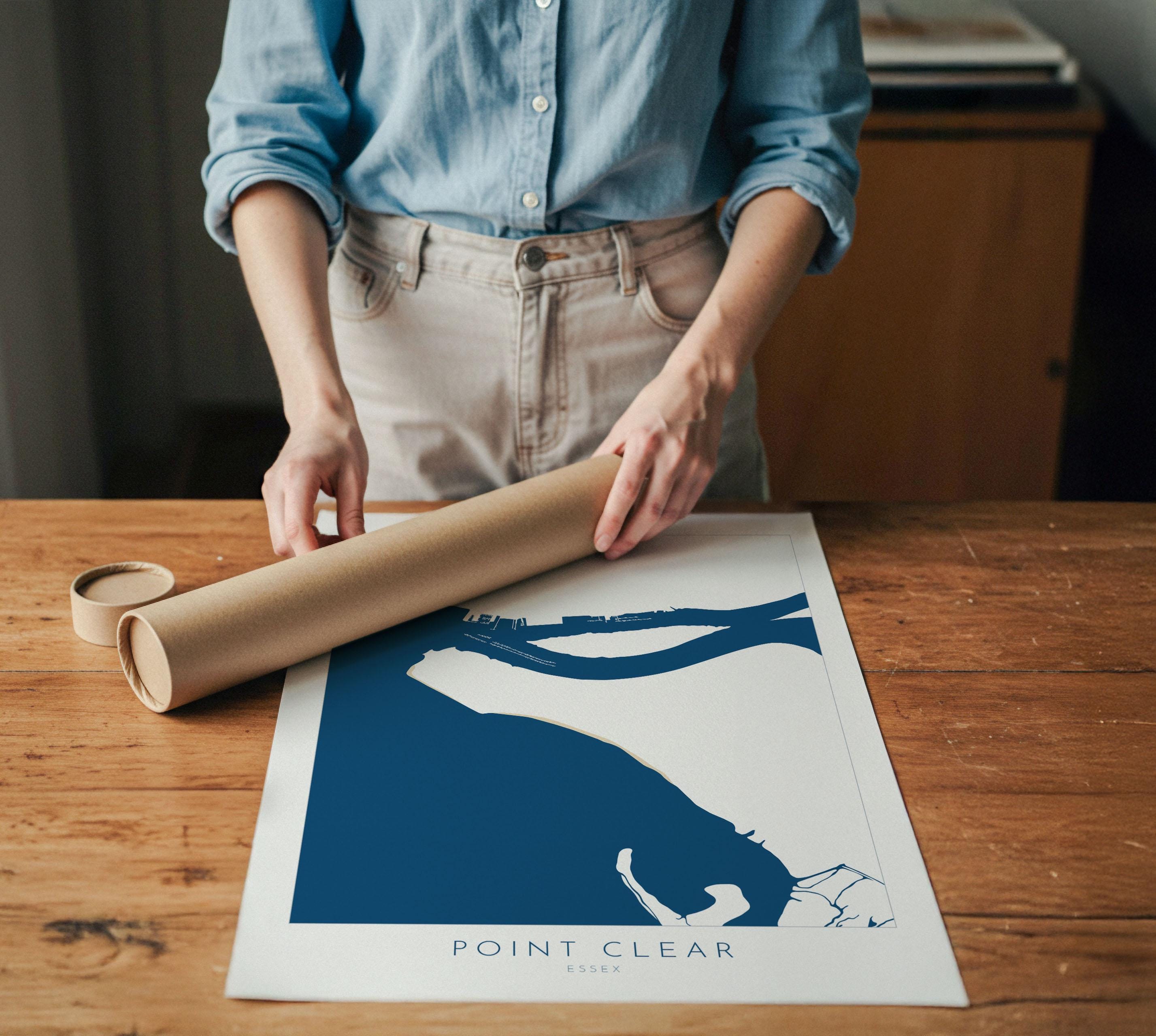 Point Clear Map Art - Essex Map, Point Clear Essex Art, Brightlingsea Map, Clacton-on-Sea UK, Colchester Map, Essex Art