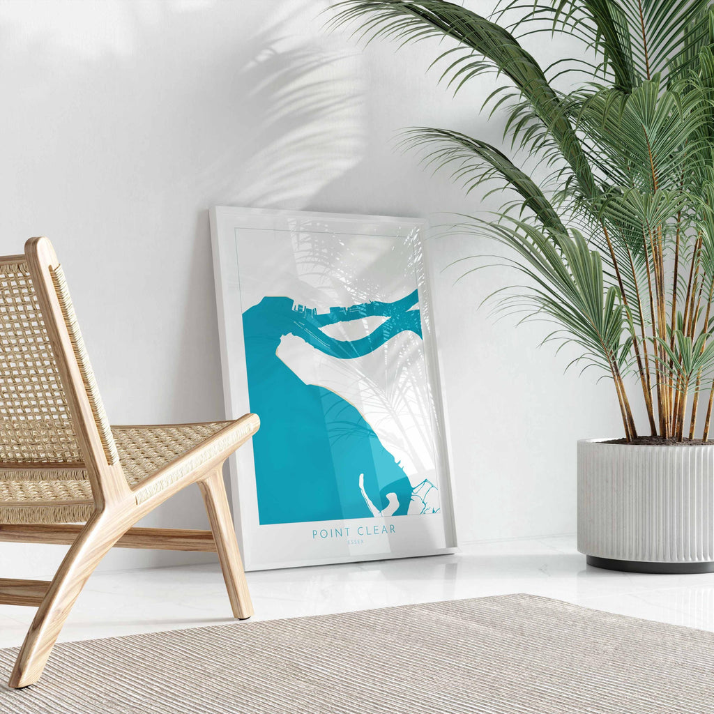 Point Clear Map Art - Essex Map, Point Clear Essex Art, Brightlingsea Map, Clacton-on-Sea UK, Colchester Map, Essex Art