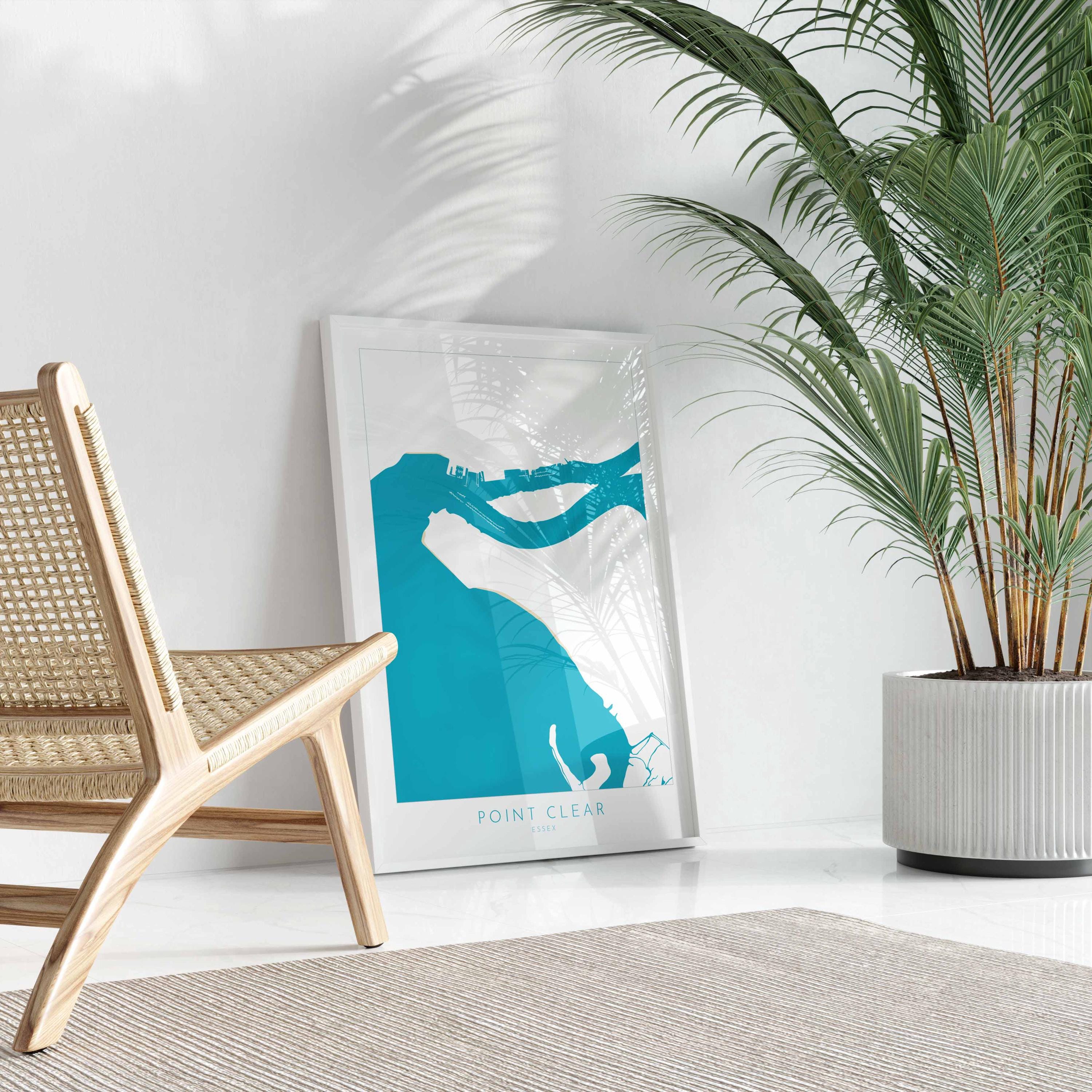 Point Clear Map Art - Essex Map, Point Clear Essex Art, Brightlingsea Map, Clacton-on-Sea UK, Colchester Map, Essex Art