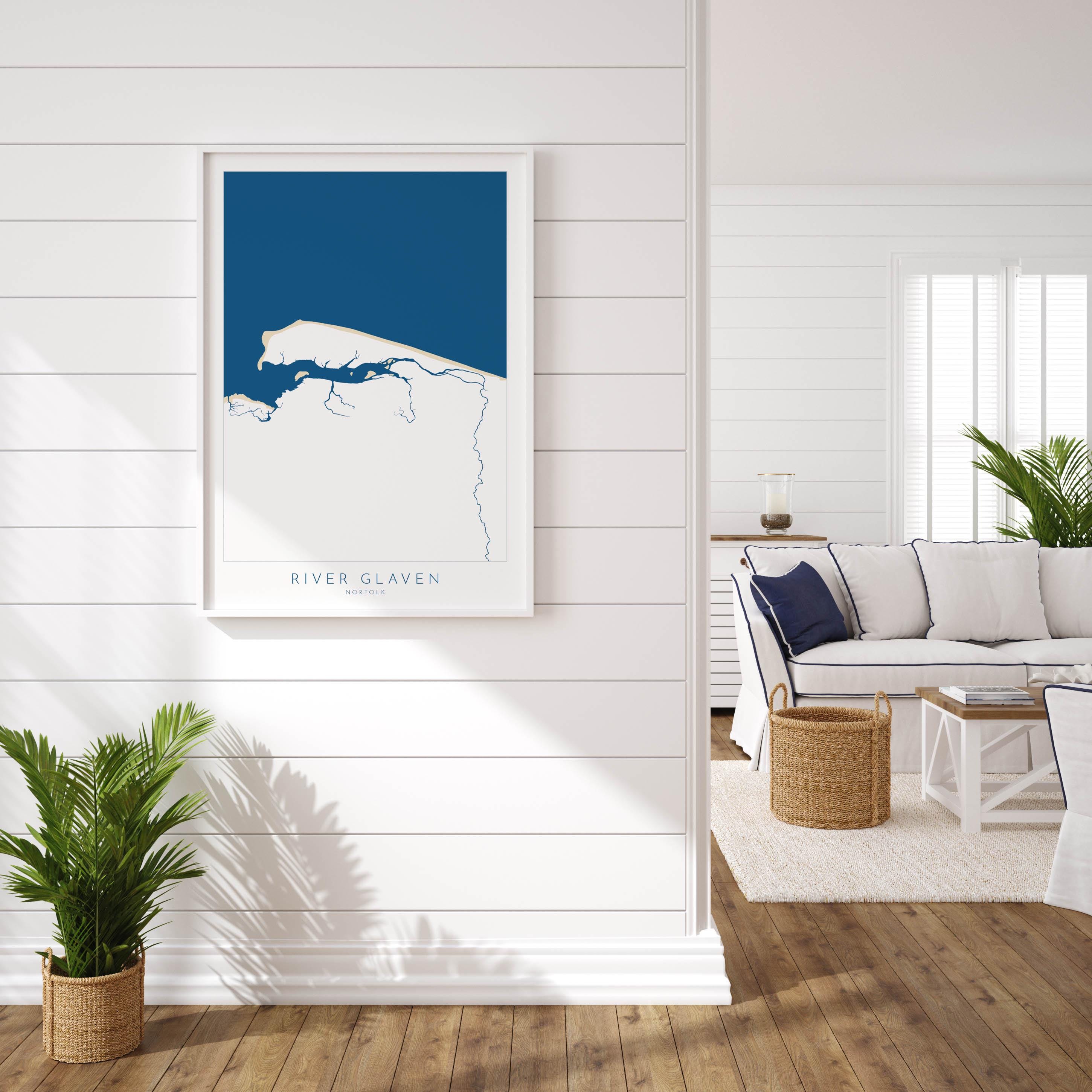 River Glaven Map Art - Norfolk Coast, Blakeney Point Art, Blakeney Harbour, North Norfolk Map Art, Norfolk Rivers, Norfolk Beaches