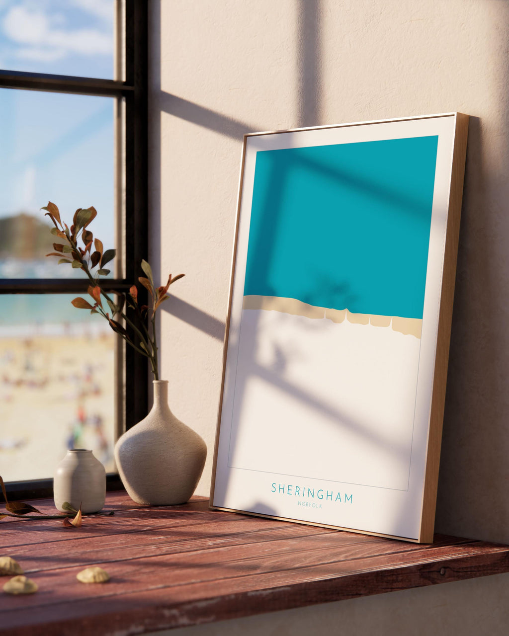 Sheringham Map Art - Norfolk Coast, Sheringham Beach, North Norfolk Map Art, Norfolk Beaches