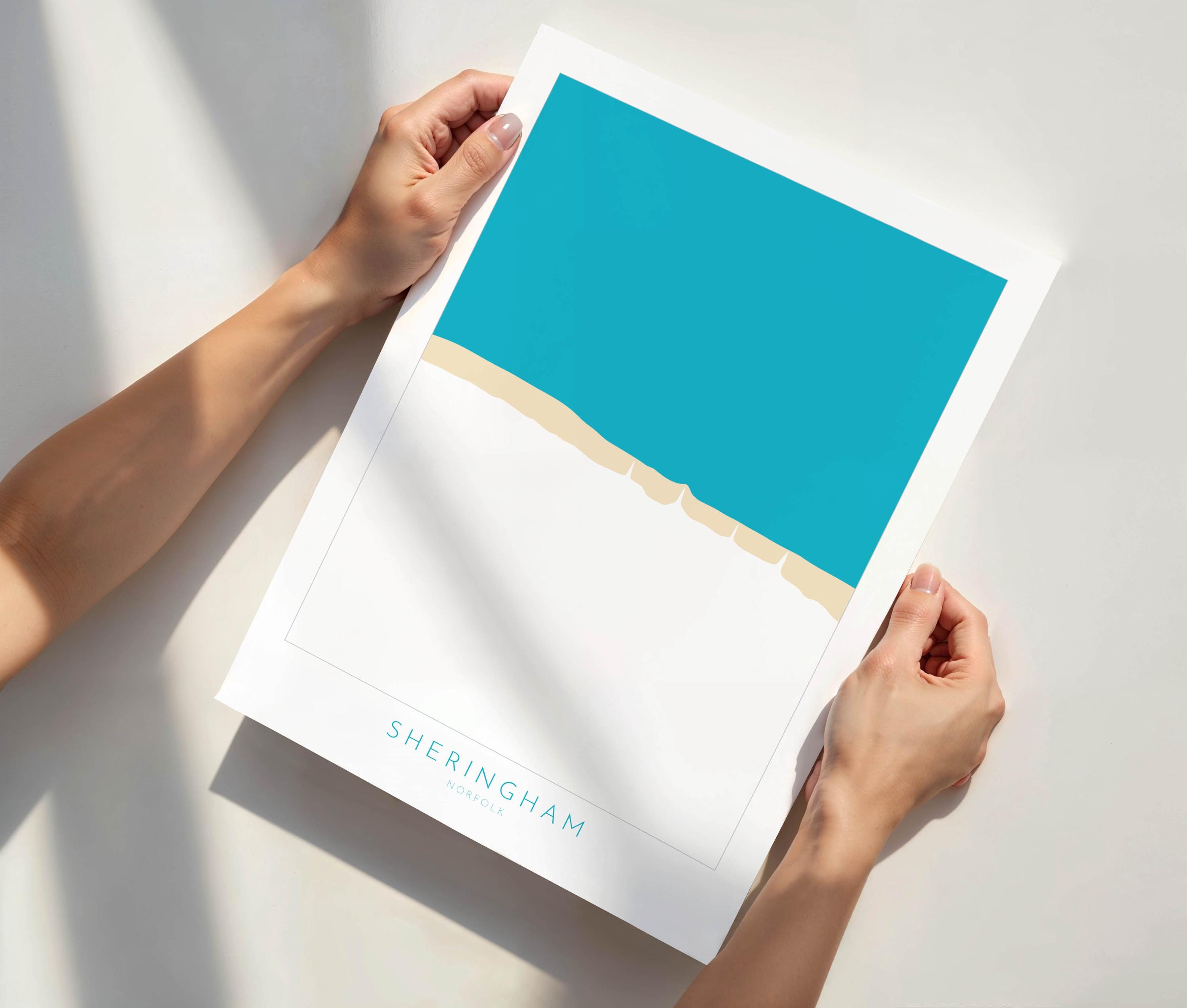 Sheringham Map Art - Norfolk Coast, Sheringham Beach, North Norfolk Map Art, Norfolk Beaches