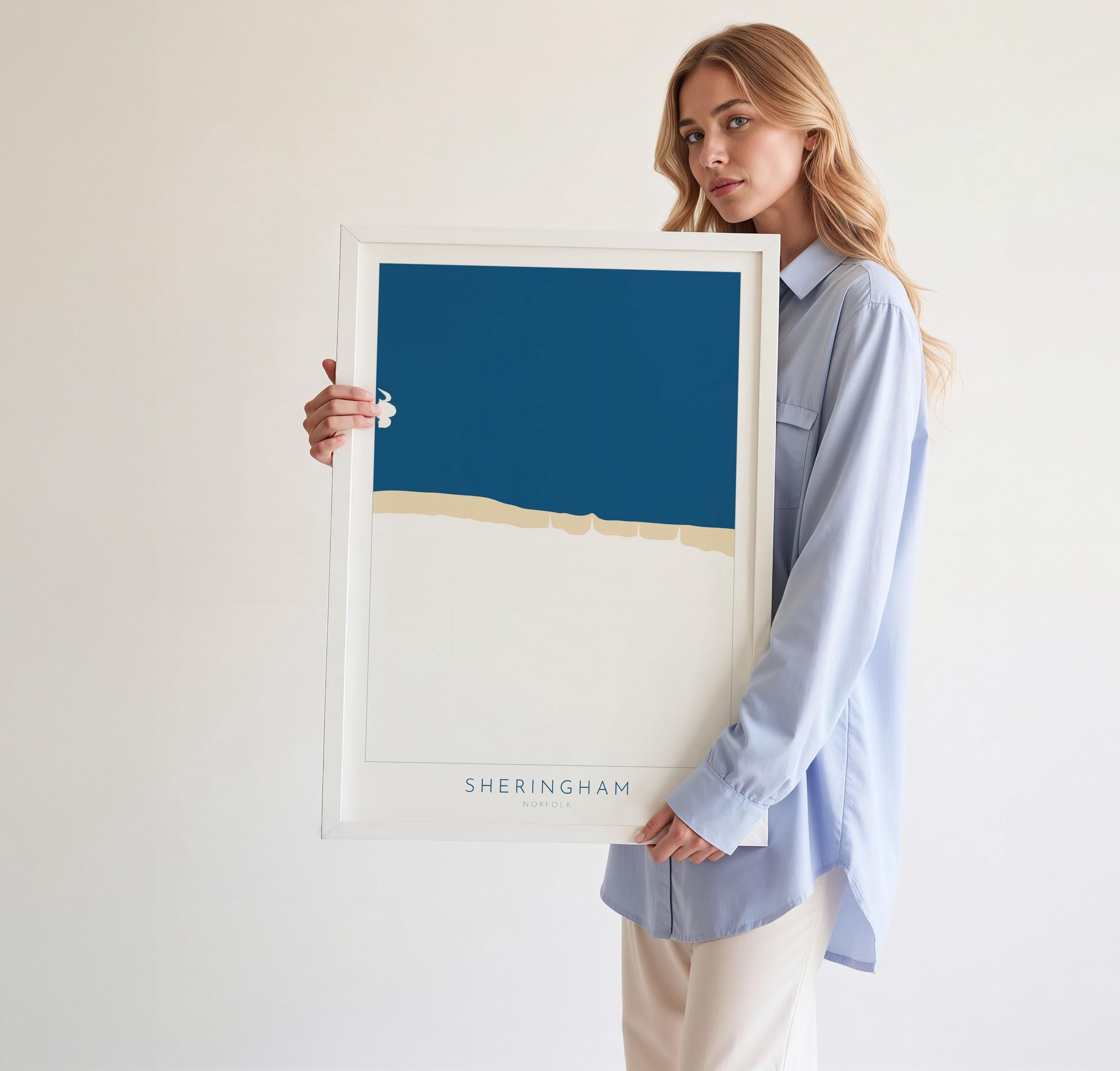 Sheringham Map Art - Norfolk Coast, Sheringham Beach, North Norfolk Map Art, Norfolk Beaches