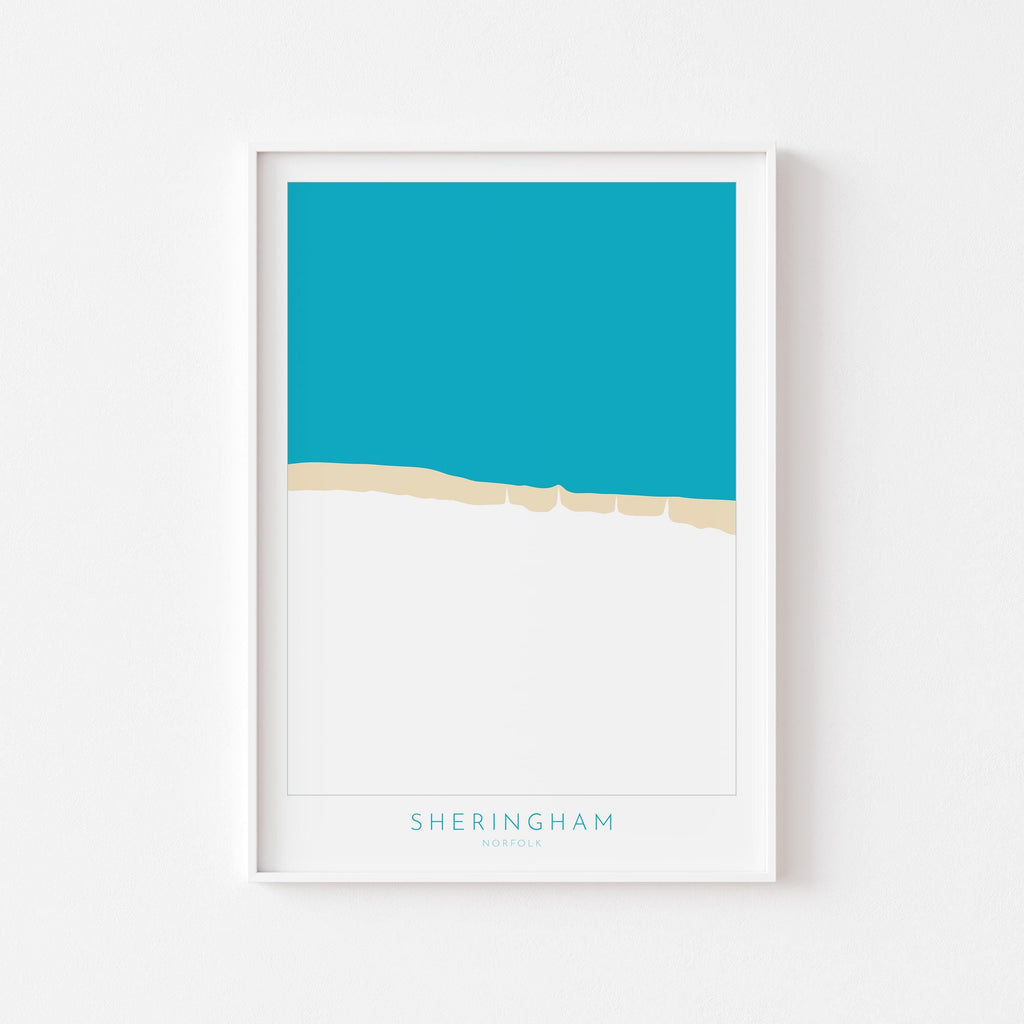 Sheringham Map Art - Norfolk Coast, Sheringham Beach, North Norfolk Map Art, Norfolk Beaches