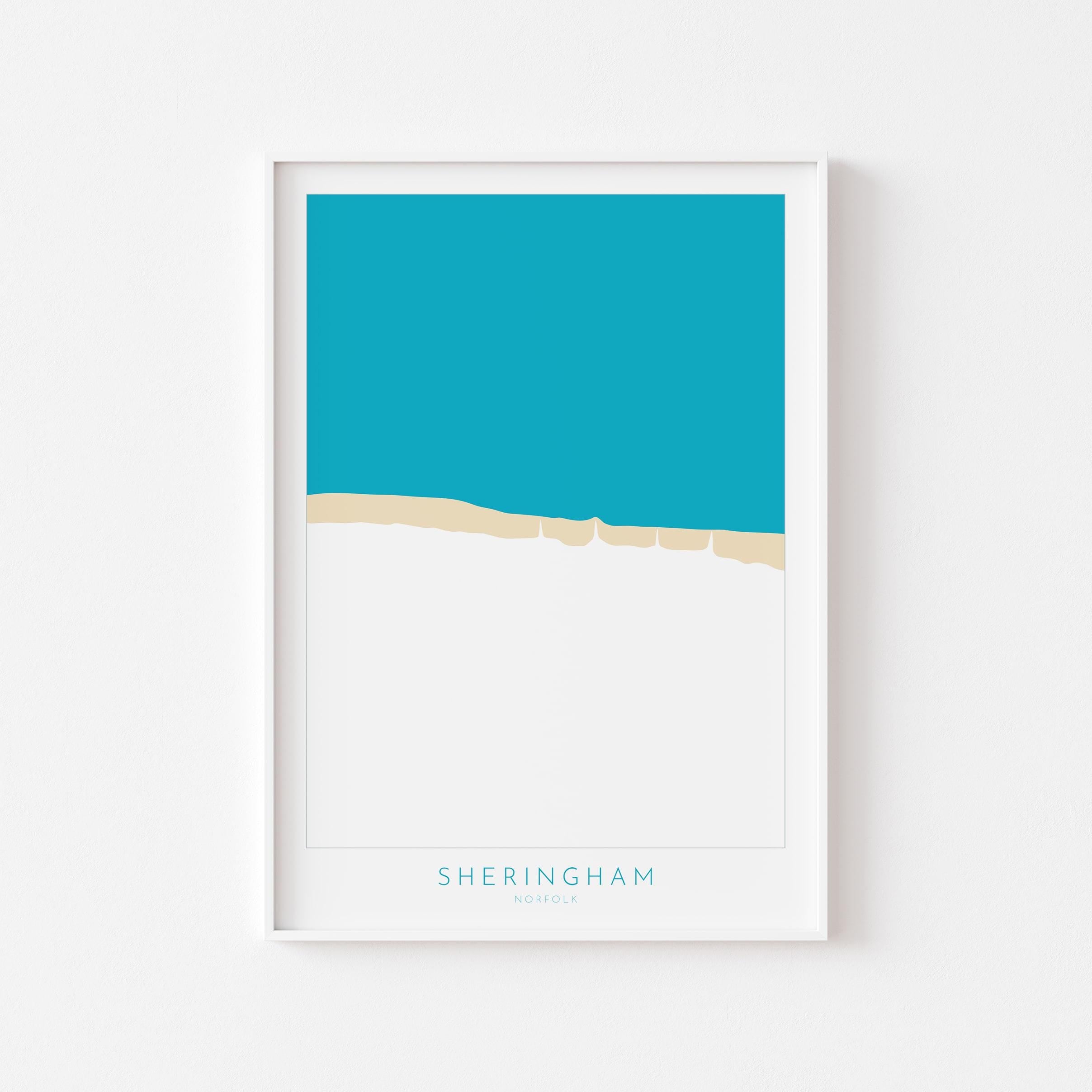 Sheringham Map Art - Norfolk Coast, Sheringham Beach, North Norfolk Map Art, Norfolk Beaches