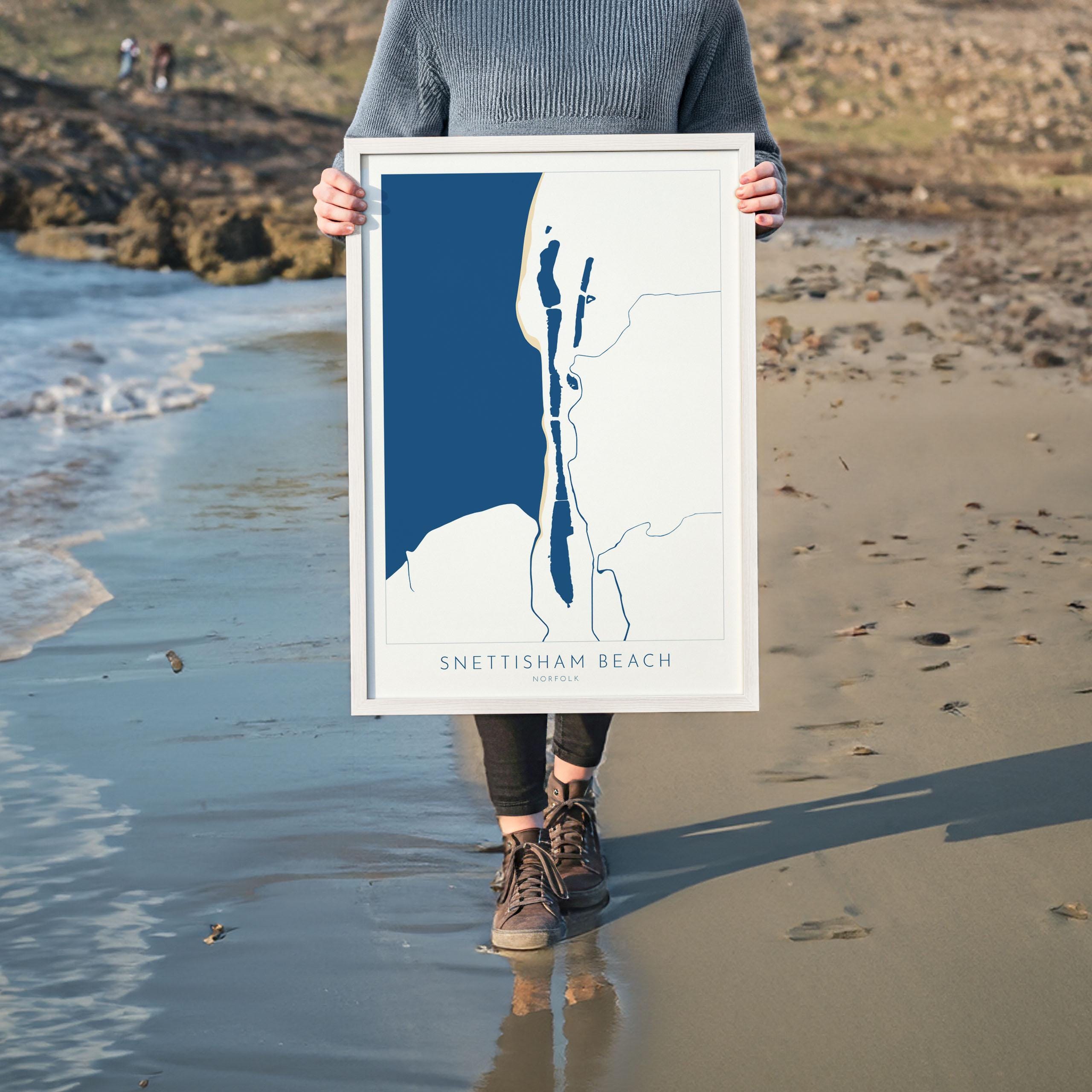 Snettisham Beach Map Art - Norfolk Coast, Snettisham Beach, North Norfolk Map Art, RSPB Snettisham Map, Norfolk Beaches