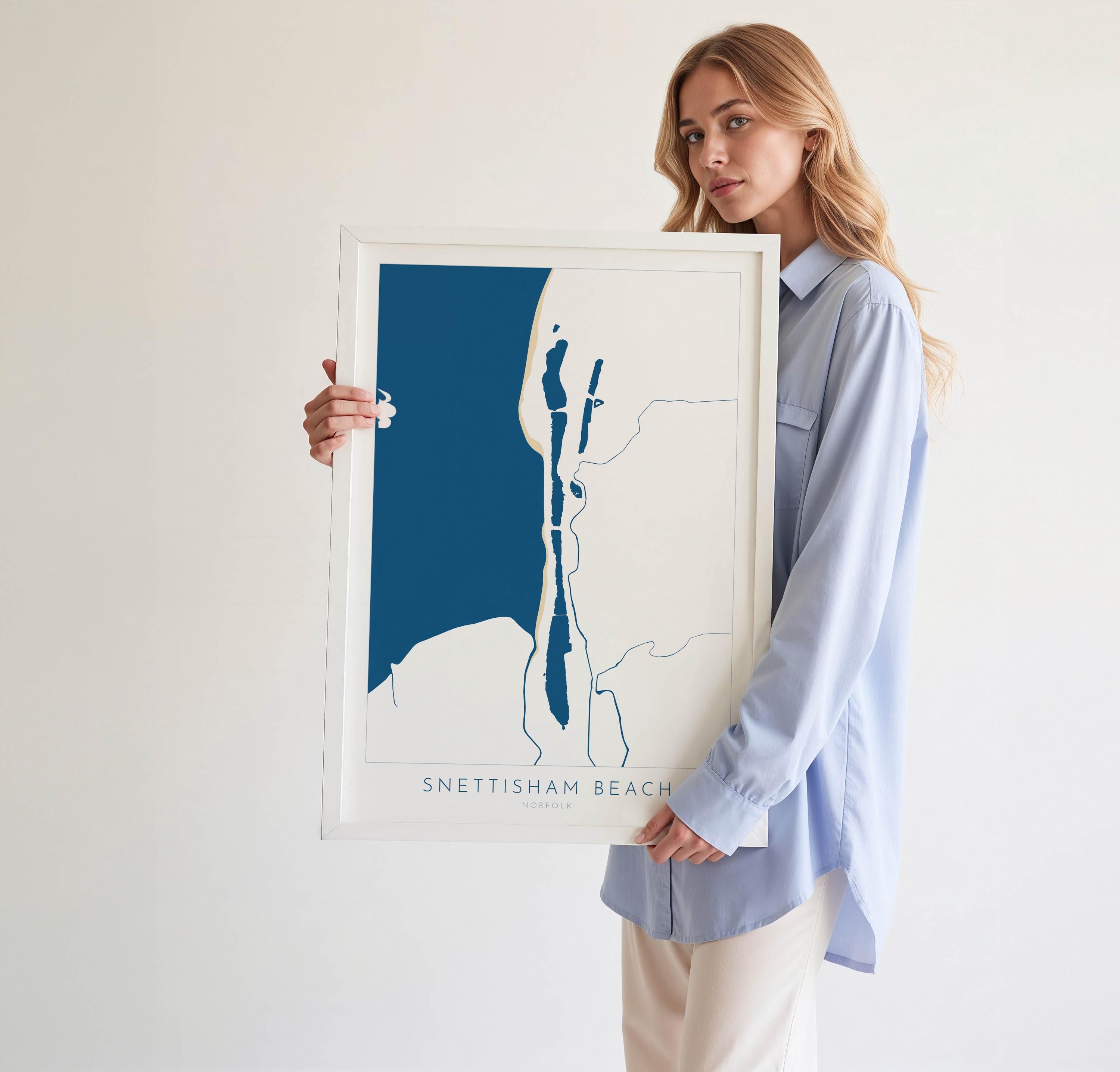 Snettisham Beach Map Art - Norfolk Coast, Snettisham Beach, North Norfolk Map Art, RSPB Snettisham Map, Norfolk Beaches