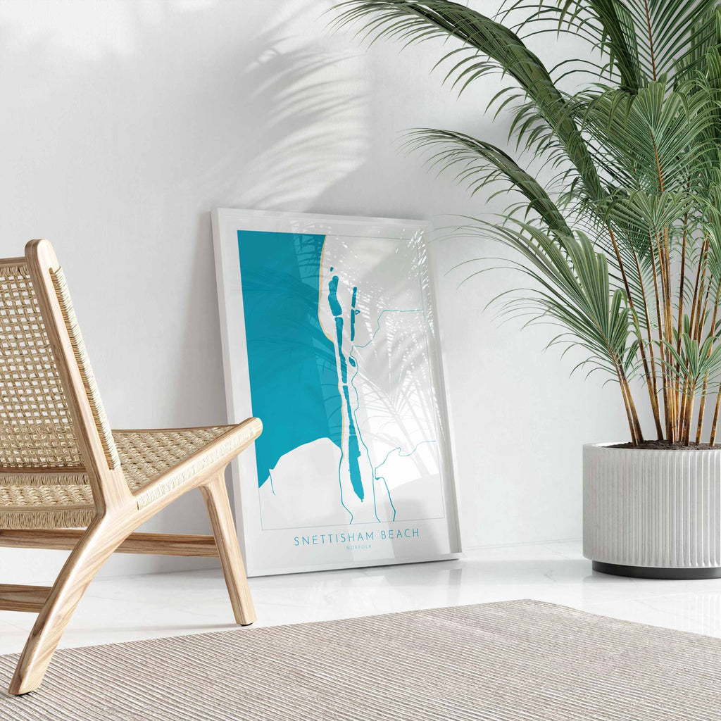 Snettisham Beach Map Art - Norfolk Coast, Snettisham Beach, North Norfolk Map Art, RSPB Snettisham Map, Norfolk Beaches