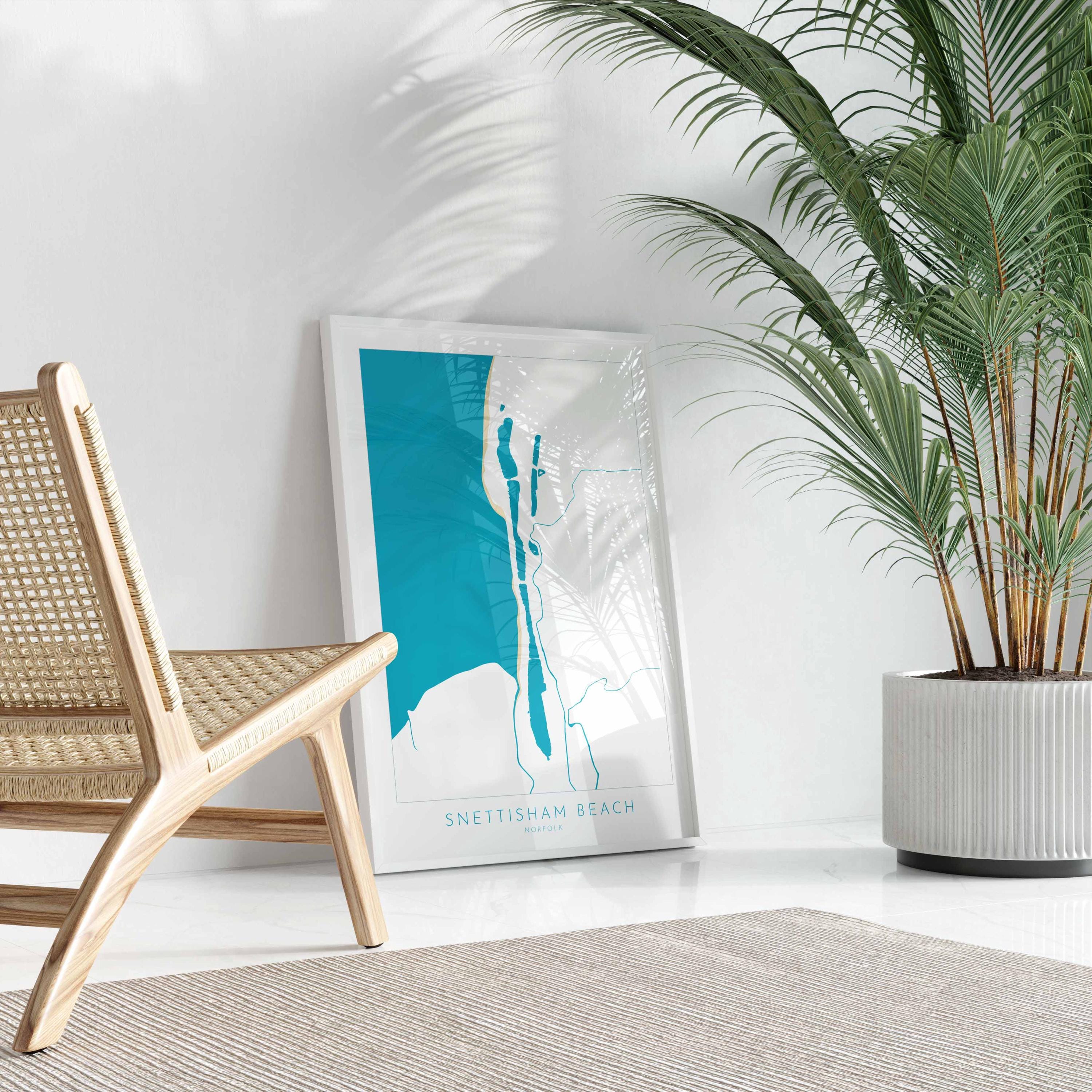 Snettisham Beach Map Art - Norfolk Coast, Snettisham Beach, North Norfolk Map Art, RSPB Snettisham Map, Norfolk Beaches