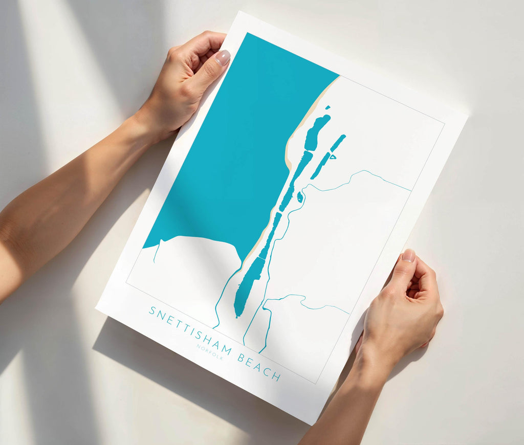 Snettisham Beach Map Art - Norfolk Coast, Snettisham Beach, North Norfolk Map Art, RSPB Snettisham Map, Norfolk Beaches