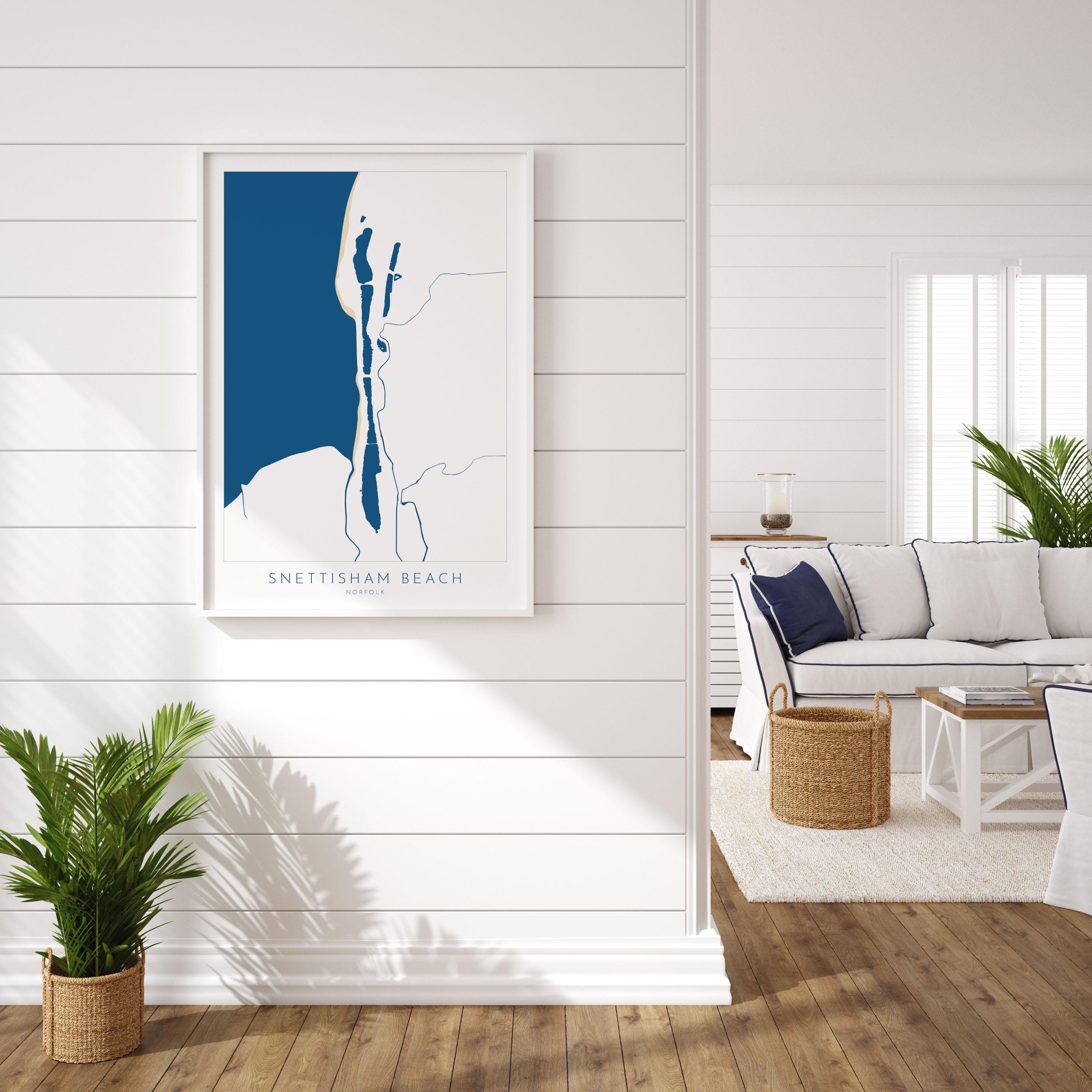 Snettisham Beach Map Art - Norfolk Coast, Snettisham Beach, North Norfolk Map Art, RSPB Snettisham Map, Norfolk Beaches