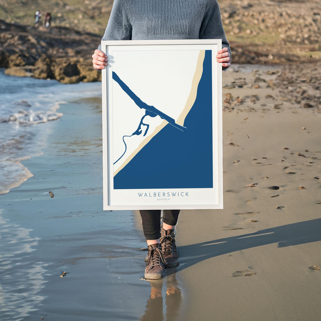 Walberswick Art - Suffolk Art, Walberswick Map Art, Walberswick Beach, Suffolk Coast, Suffolk Travel Print, River Blyth