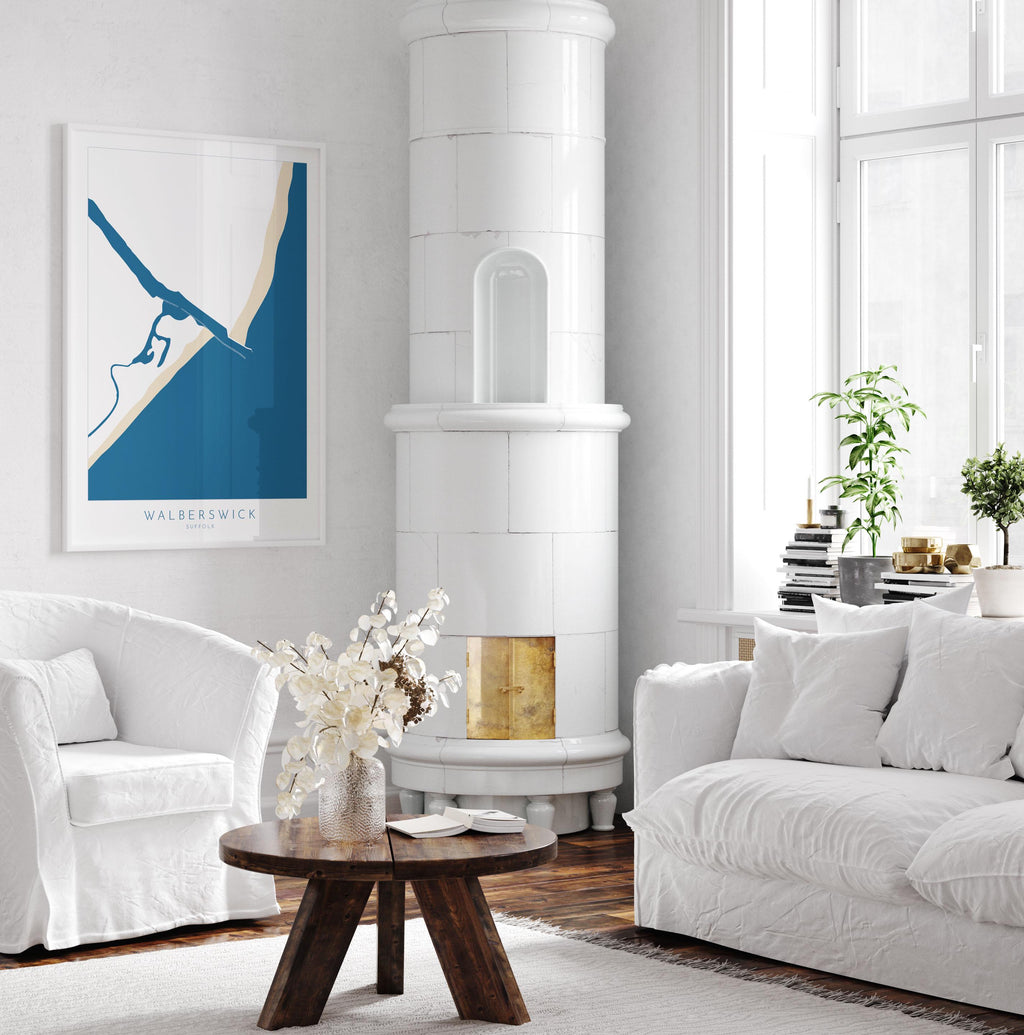 Walberswick Art - Suffolk Art, Walberswick Map Art, Walberswick Beach, Suffolk Coast, Suffolk Travel Print, River Blyth