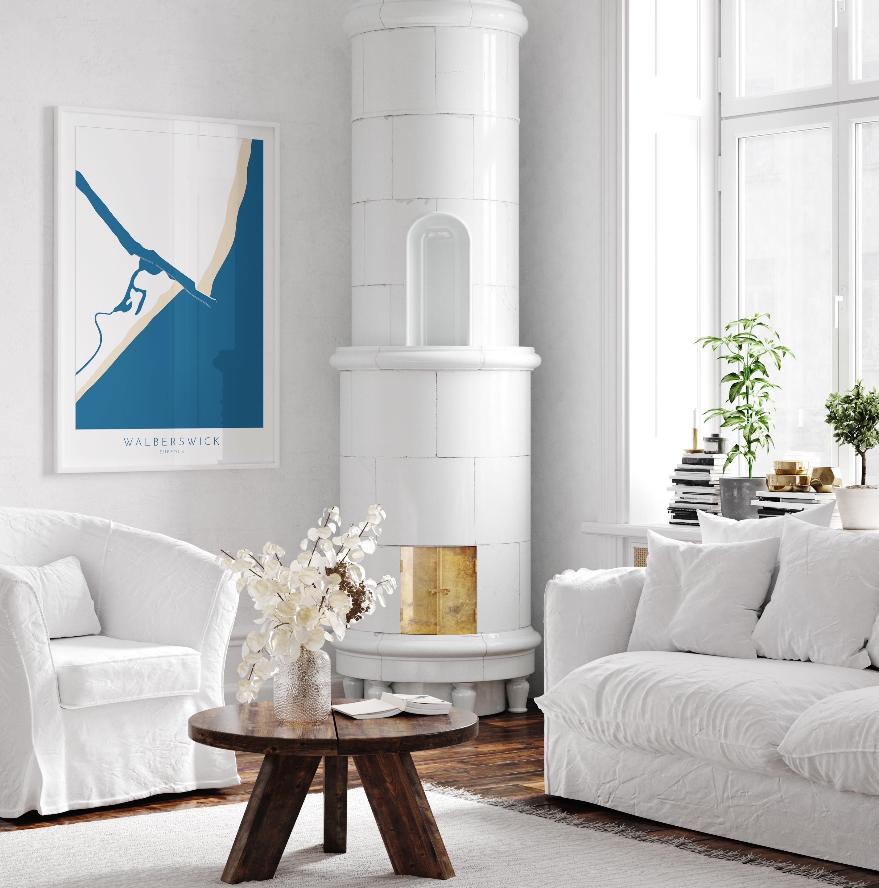 Walberswick Art - Suffolk Art, Walberswick Map Art, Walberswick Beach, Suffolk Coast, Suffolk Travel Print, River Blyth