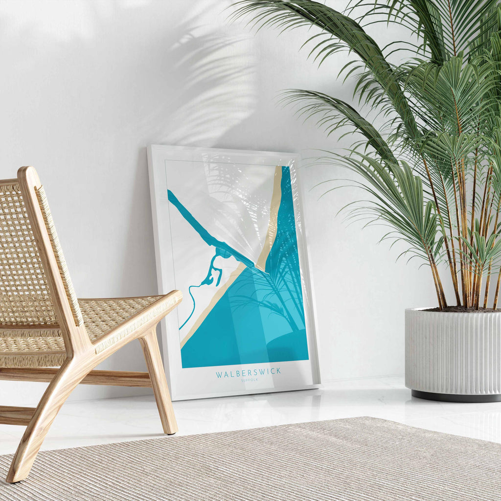 Walberswick Art - Suffolk Art, Walberswick Map Art, Walberswick Beach, Suffolk Coast, Suffolk Travel Print, River Blyth