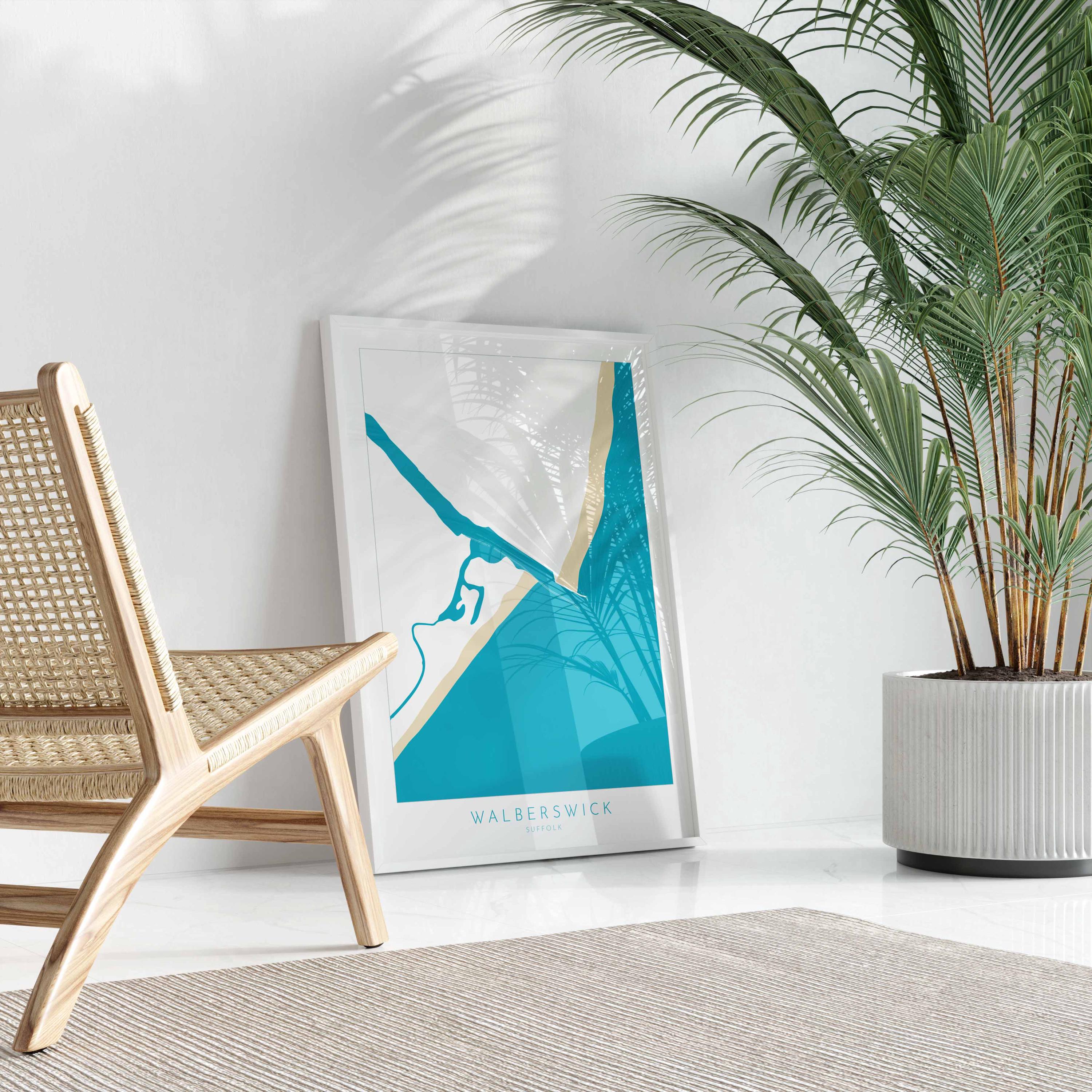 Walberswick Art - Suffolk Art, Walberswick Map Art, Walberswick Beach, Suffolk Coast, Suffolk Travel Print, River Blyth