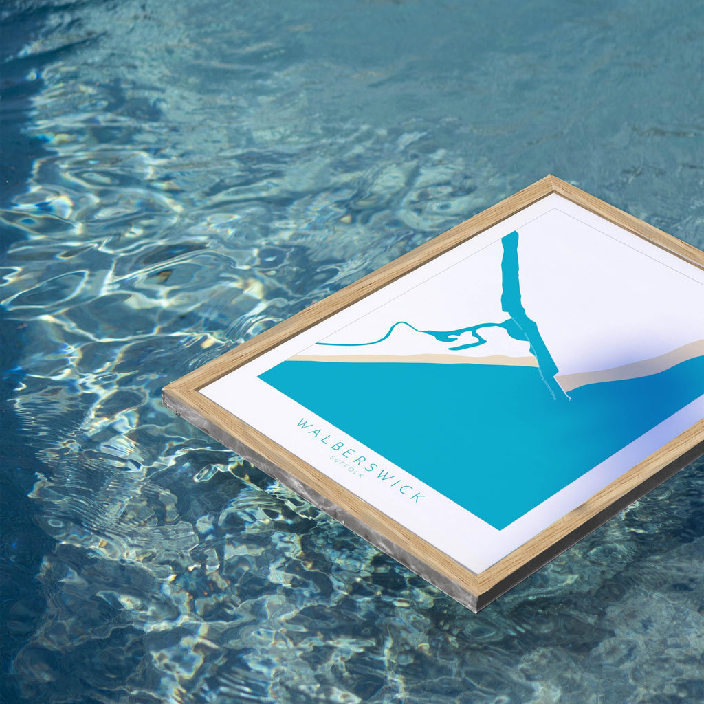 Walberswick Art - Suffolk Art, Walberswick Map Art, Walberswick Beach, Suffolk Coast, Suffolk Travel Print, River Blyth