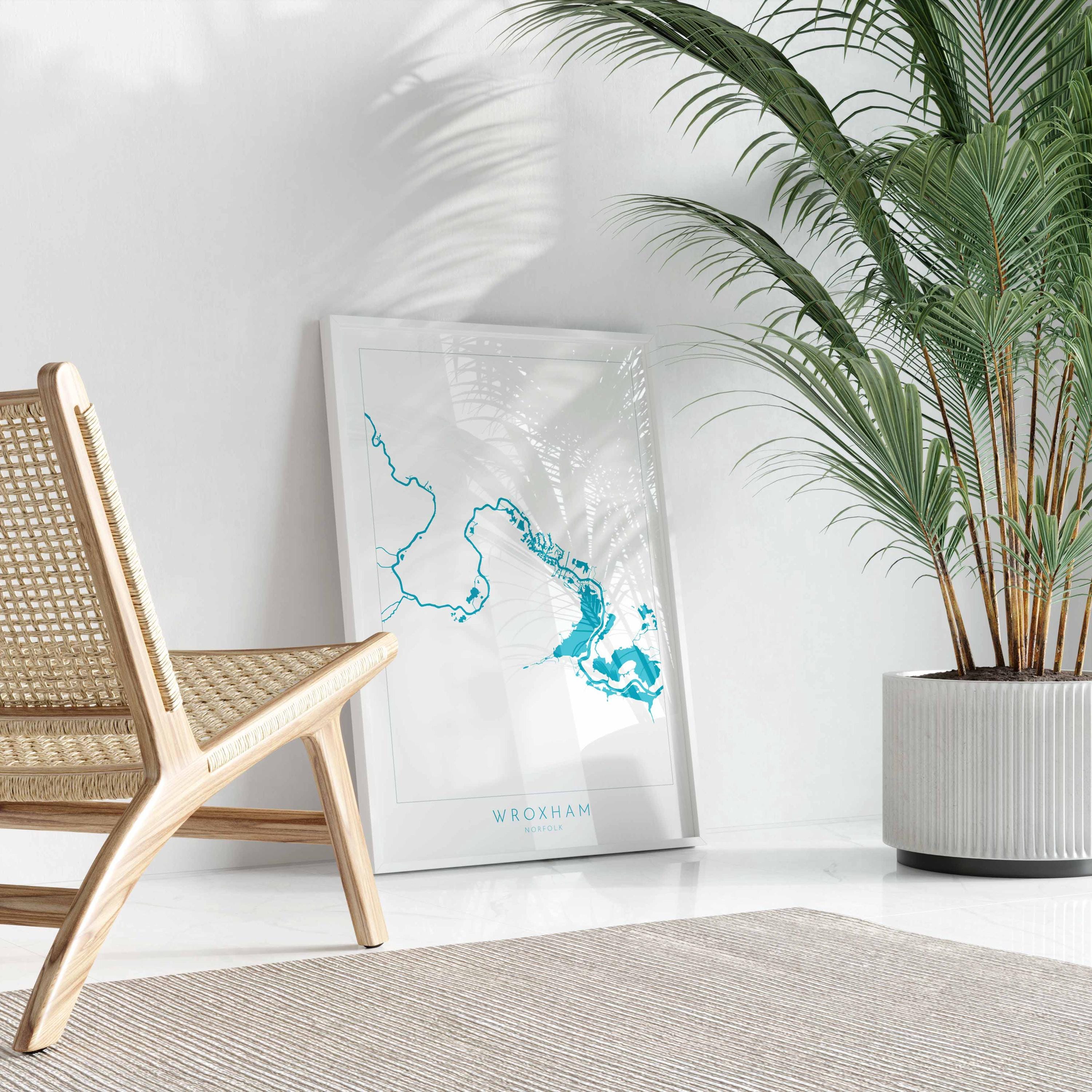 Wroxham Map - Norfolk Broads, Wroxham Norfolk Art Print, Hoveton Map, Norfolk UK, Norfolk Map, Wroxham Broad, Map Art, River Bure