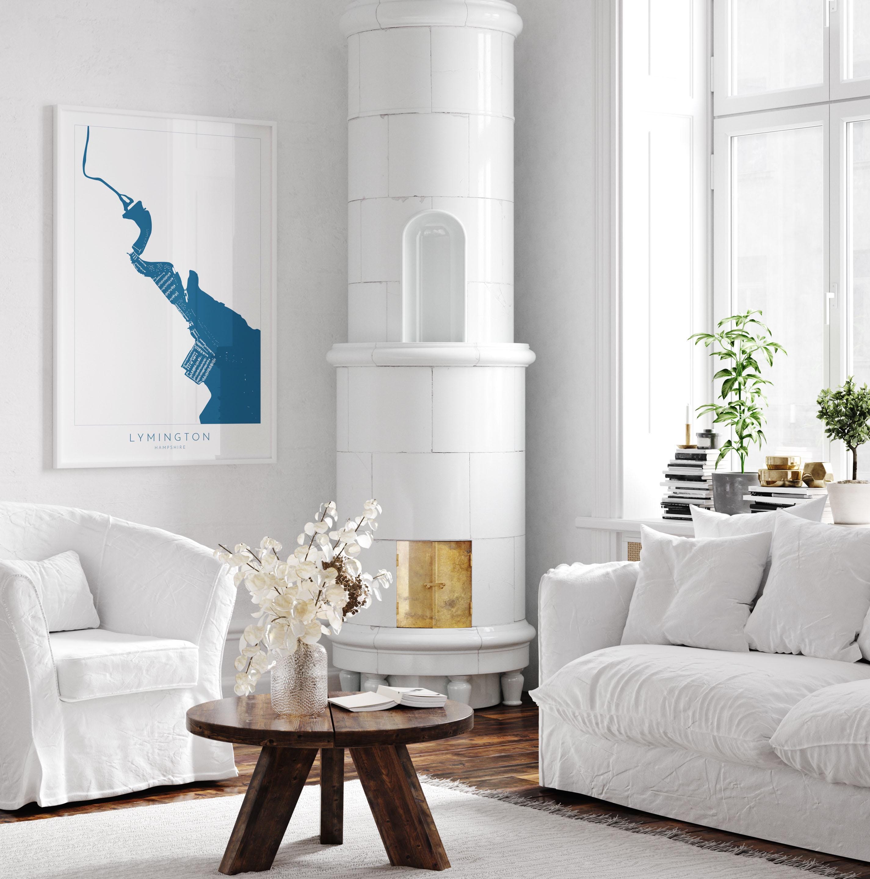 Lymington Map - Lymington Art Print, Lymington River Map, Hampshire Map Art, New Forest Art Print, New Forest Travel Poster, Nautical Art