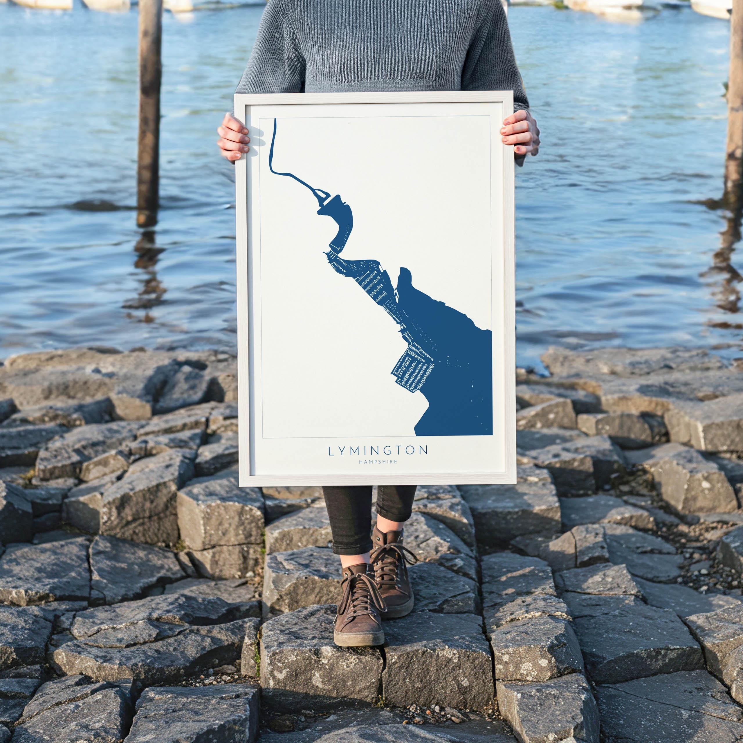 Lymington Map - Lymington Art Print, Lymington River Map, Hampshire Map Art, New Forest Art Print, New Forest Travel Poster, Nautical Art