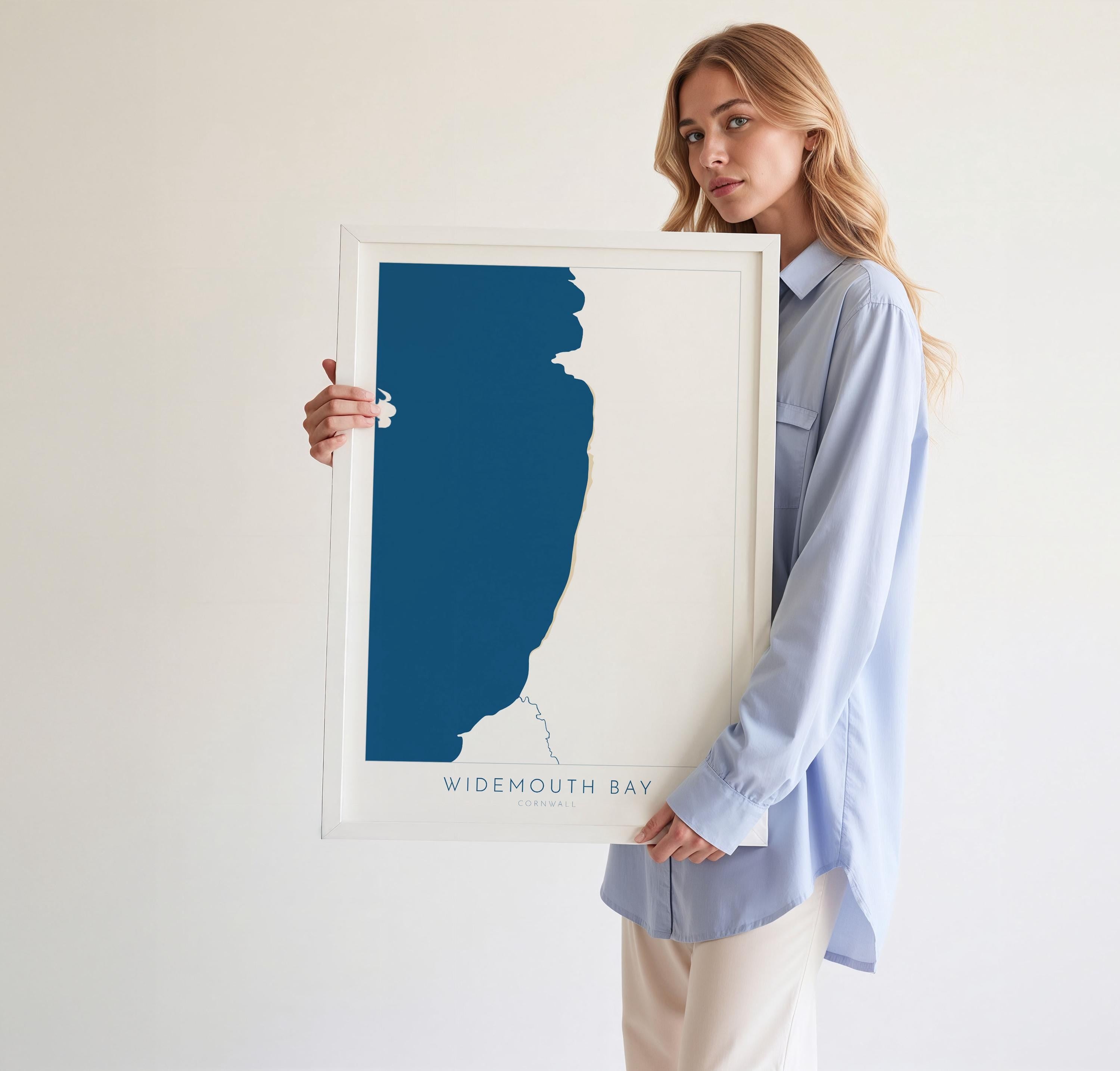 Widemouth Bay Map Art - Cornwall Map, Widemouth Bay Art Print, Widemouth Beach Art, Cornish Coast Map, Cornwall Coastal Art, Widemouth Print