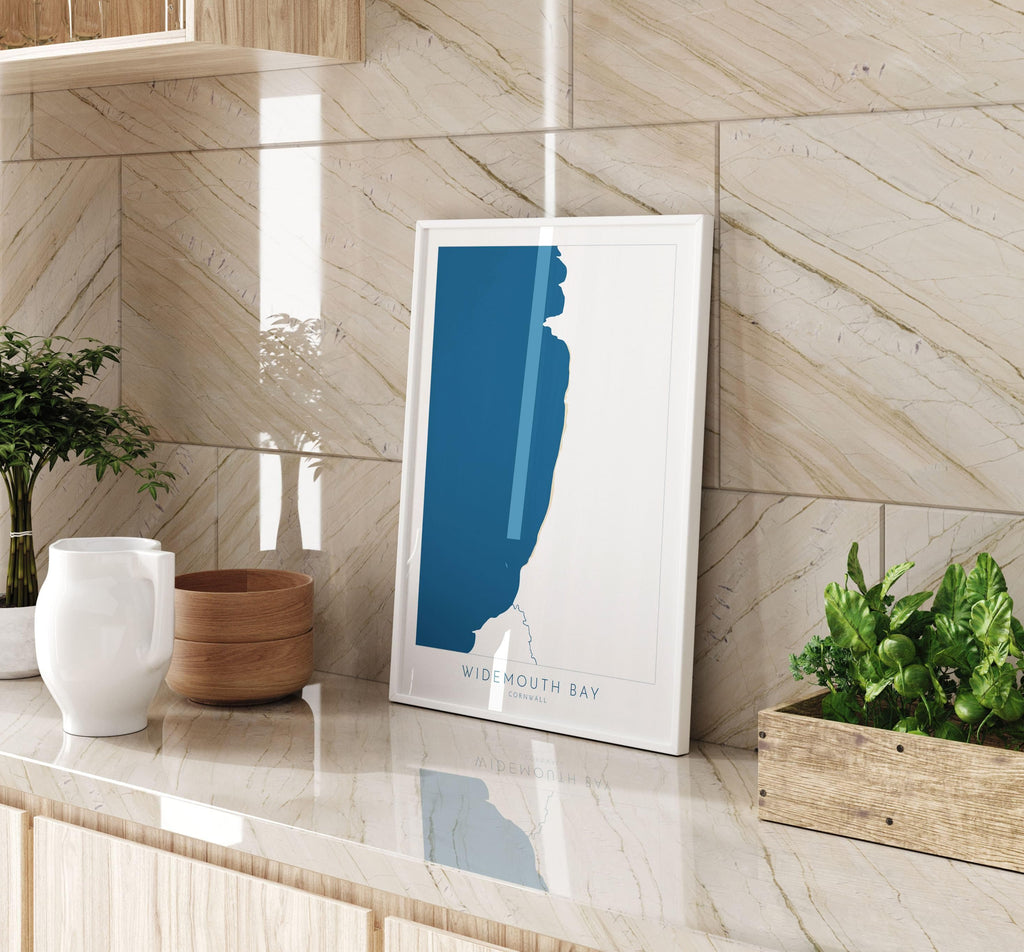 Widemouth Bay Map Art - Cornwall Map, Widemouth Bay Art Print, Widemouth Beach Art, Cornish Coast Map, Cornwall Coastal Art, Widemouth Print