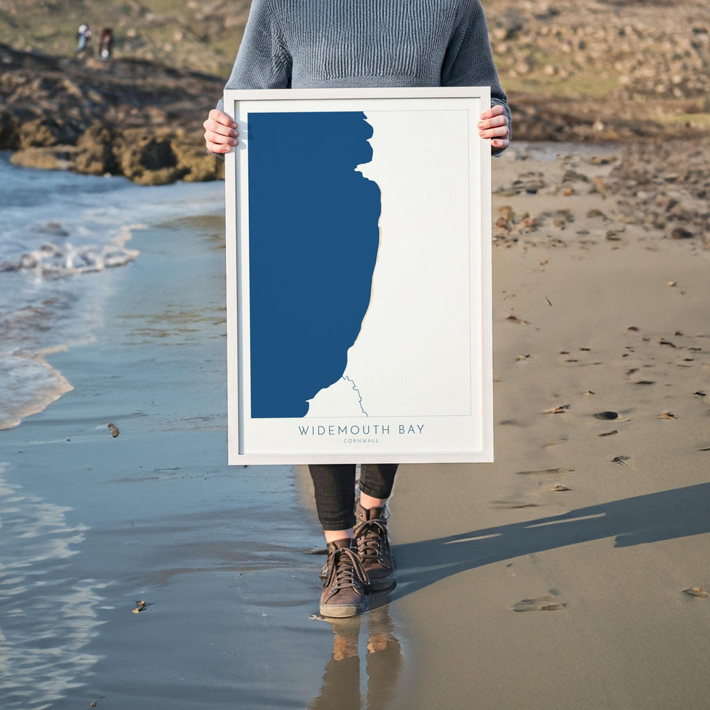 Widemouth Bay Map Art - Cornwall Map, Widemouth Bay Art Print, Widemouth Beach Art, Cornish Coast Map, Cornwall Coastal Art, Widemouth Print