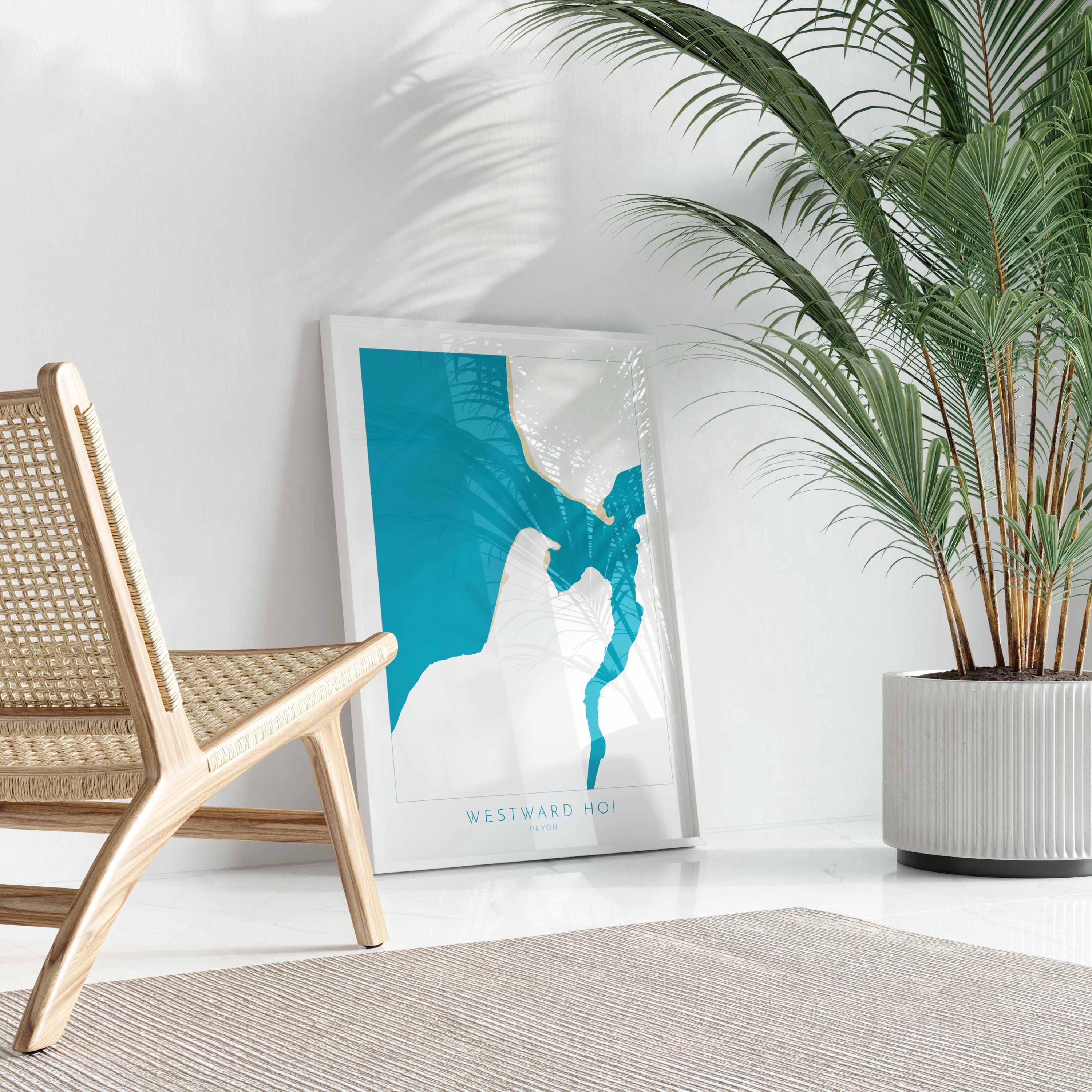 Westward Ho! Map Art - Westward Ho Devon Map, Westward Ho! Beach Print, Westward Ho! Art Print, Devon Beach Art, North Devon Map Art, Coast