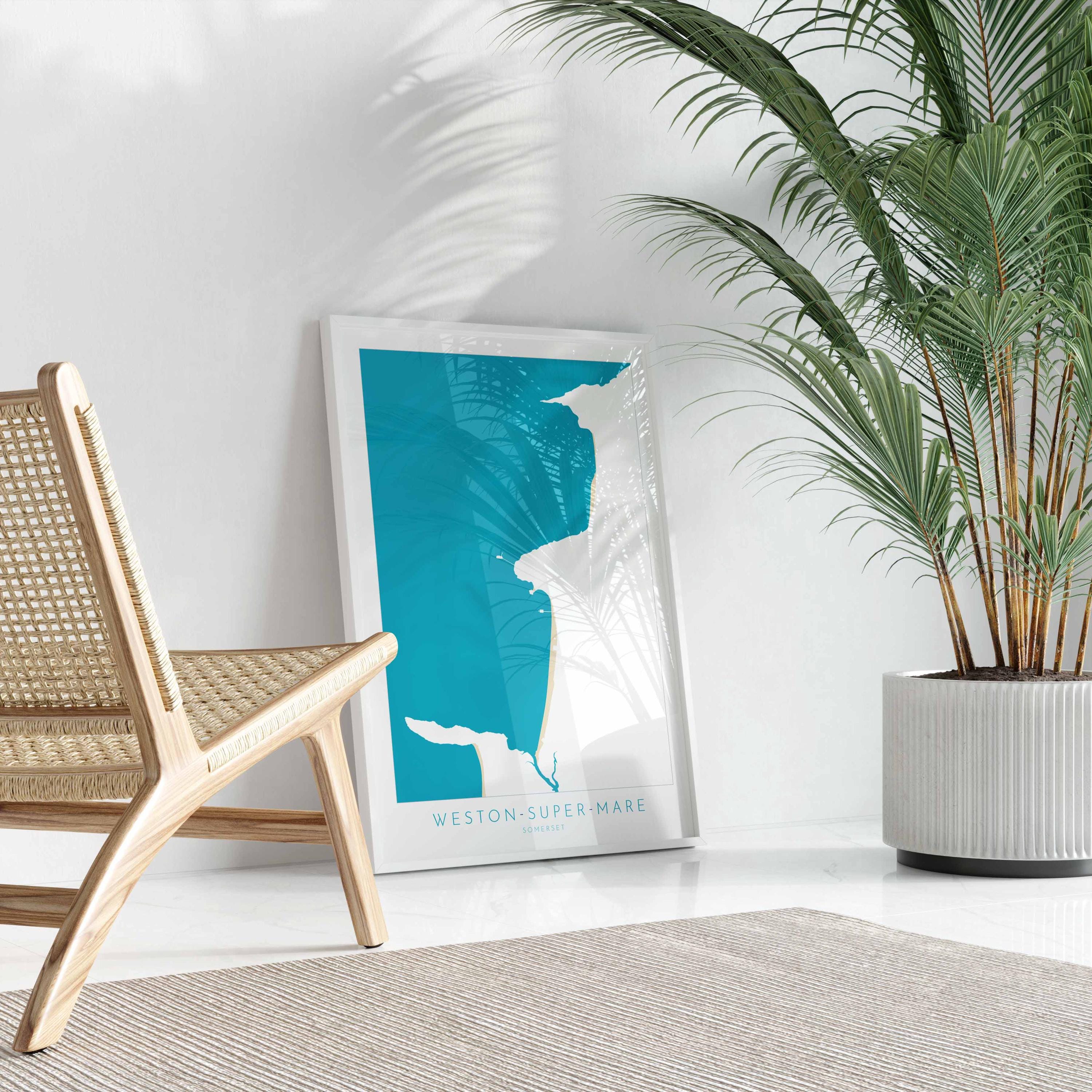 Weston-super-Mare Map Print - Weston Super Mare Beach Art, Somerset Map Art, Somerset Travel Poster, A1, A2, A3, A4, Somerset Gift UK