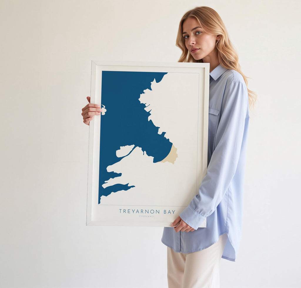 Treyarnon Bay Map - Treyarnon Bay Cornwall Art, Cornwall Map, Cornwall Coast Map, North Cornwall Coastline, Cornwall Beach Print