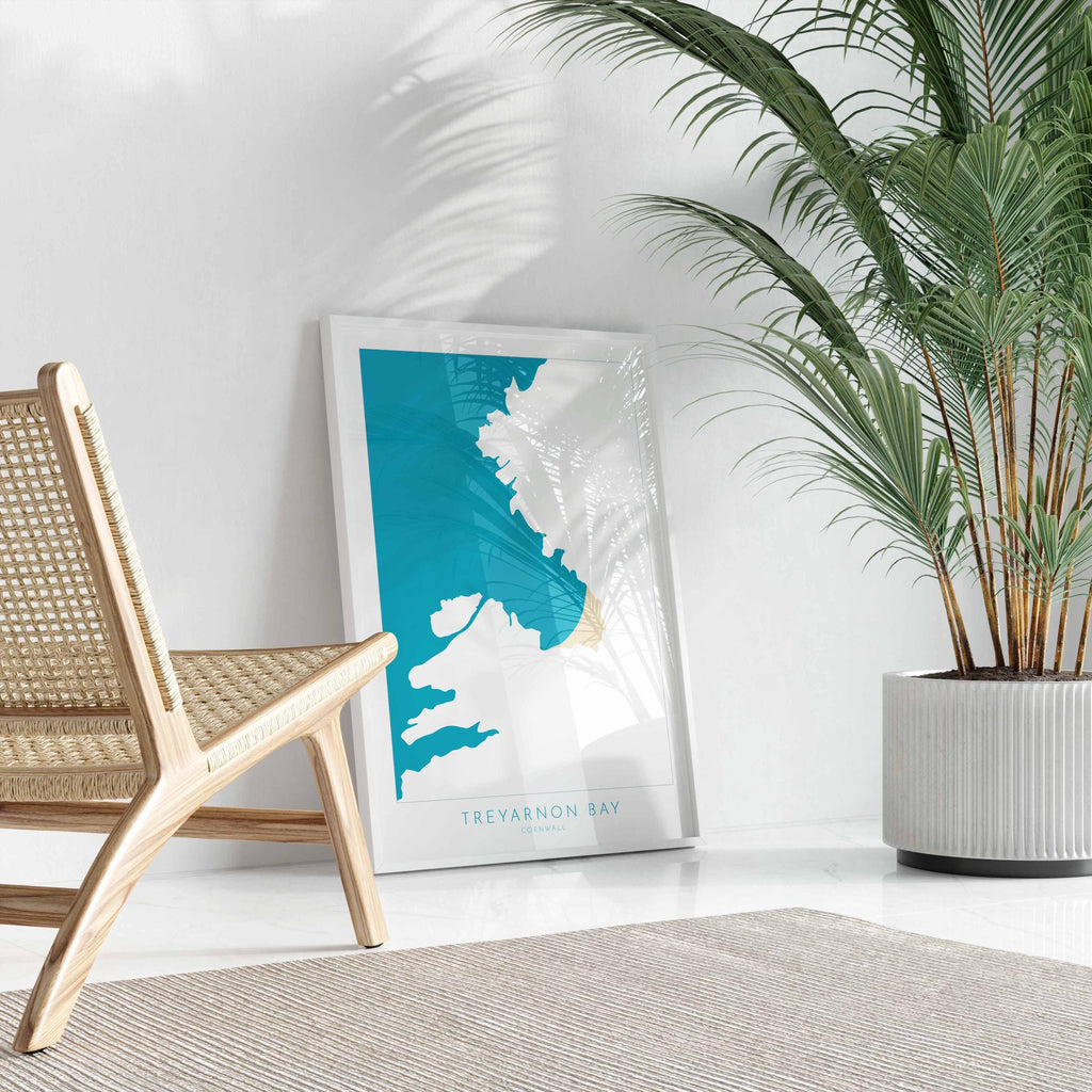 Treyarnon Bay Map - Treyarnon Bay Cornwall Art, Cornwall Map, Cornwall Coast Map, North Cornwall Coastline, Cornwall Beach Print