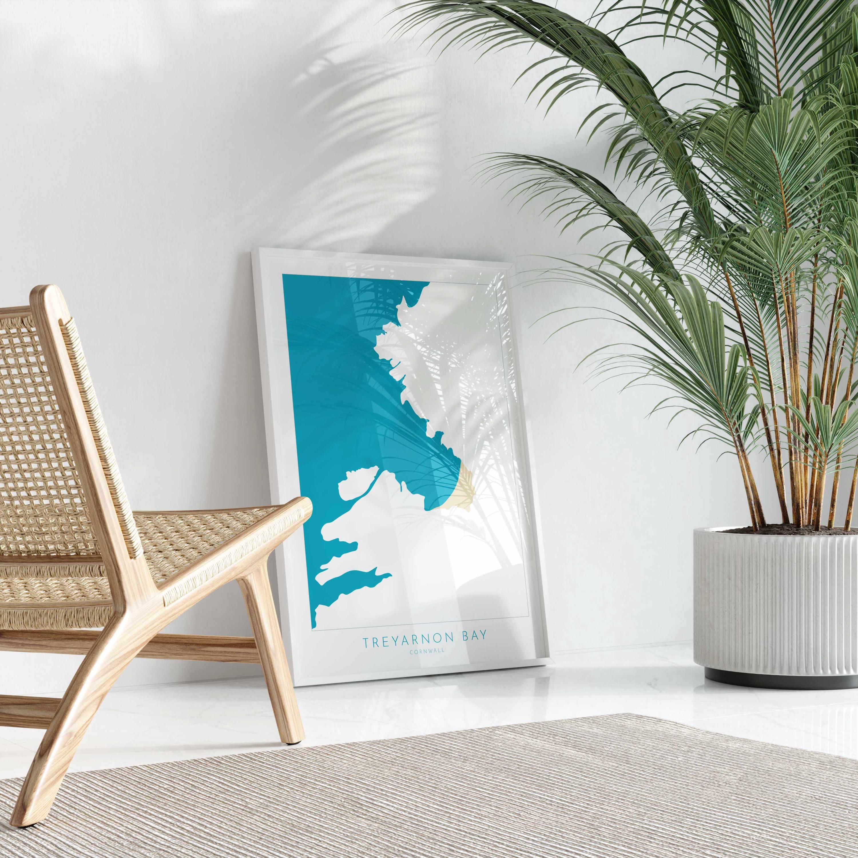 Treyarnon Bay Map - Treyarnon Bay Cornwall Art, Cornwall Map, Cornwall Coast Map, North Cornwall Coastline, Cornwall Beach Print