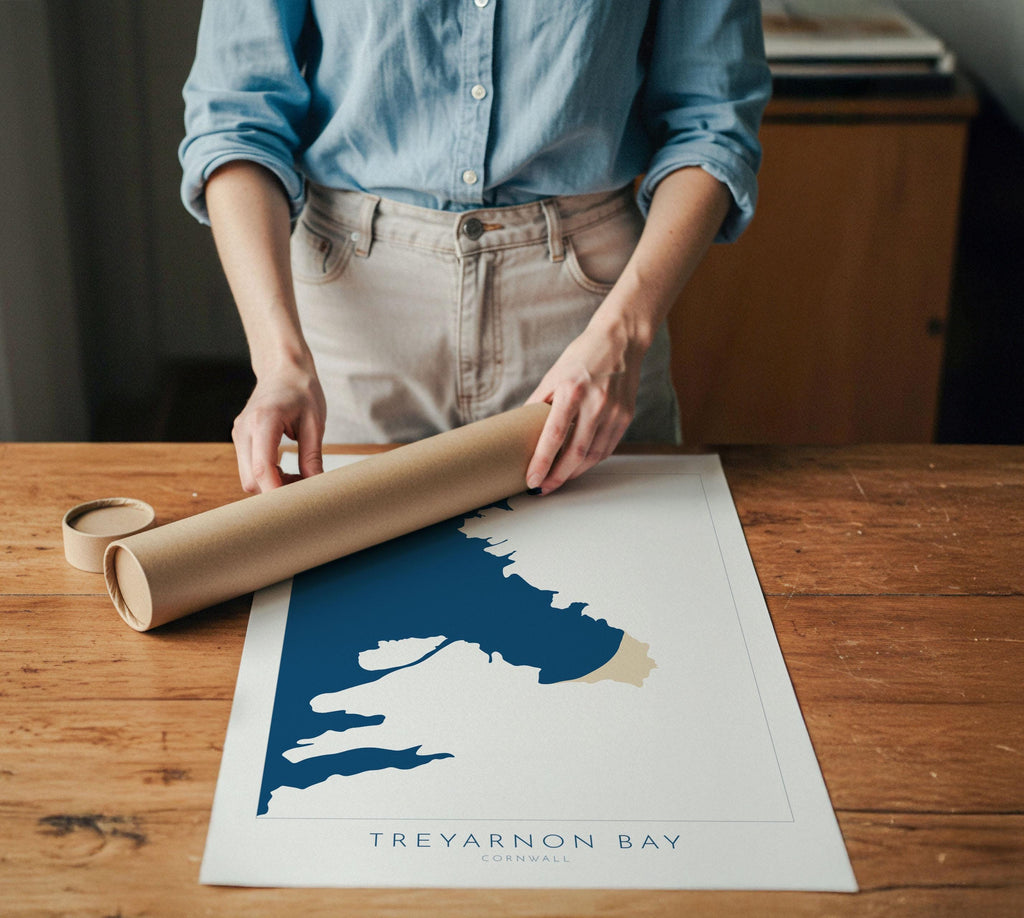Treyarnon Bay Map - Treyarnon Bay Cornwall Art, Cornwall Map, Cornwall Coast Map, North Cornwall Coastline, Cornwall Beach Print