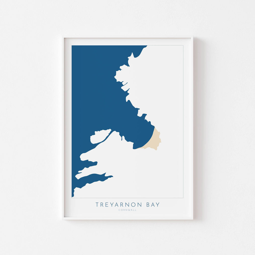 Treyarnon Bay Map - Treyarnon Bay Cornwall Art, Cornwall Map, Cornwall Coast Map, North Cornwall Coastline, Cornwall Beach Print