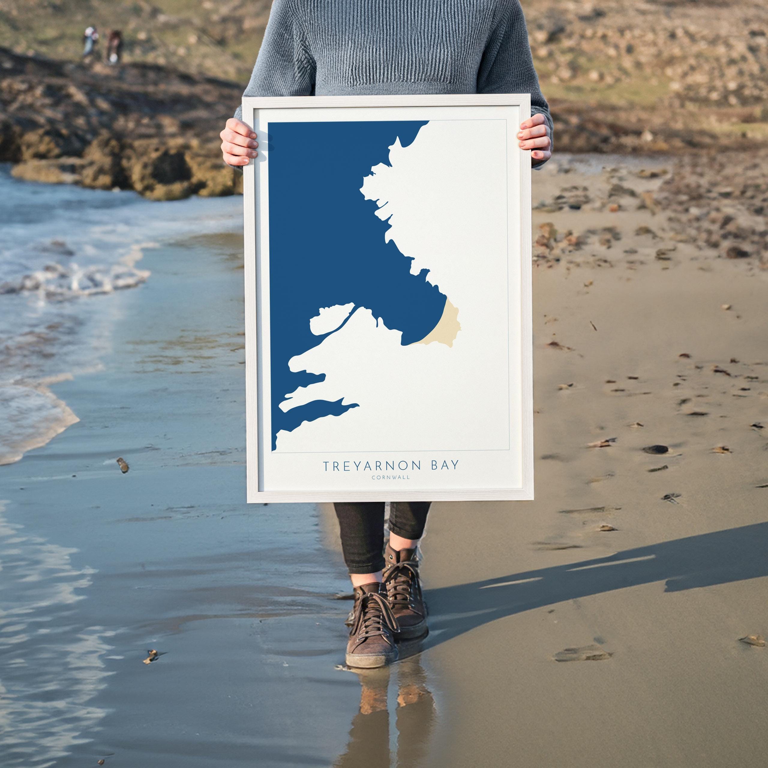 Treyarnon Bay Map - Treyarnon Bay Cornwall Art, Cornwall Map, Cornwall Coast Map, North Cornwall Coastline, Cornwall Beach Print